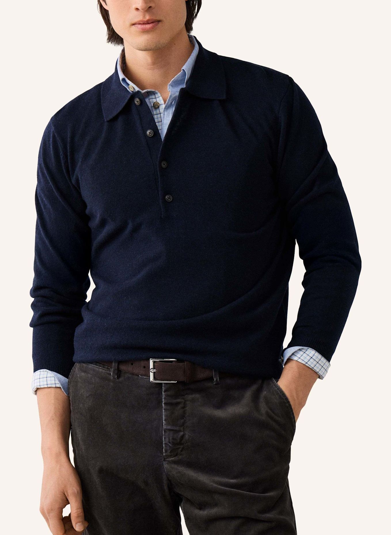 HACKETT LONDON Pullover LAMBSWOOL POLO: BLAU