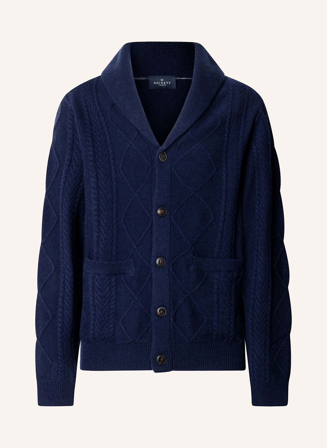 HACKETT LONDON Strickjacken Cardigan CABLE SHAWL CARDI: BLAU