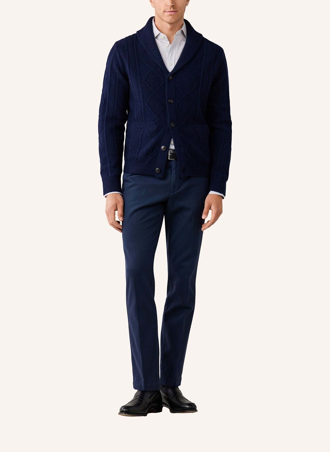 HACKETT LONDON Strickjacken Cardigan CABLE SHAWL CARDI: BLAU