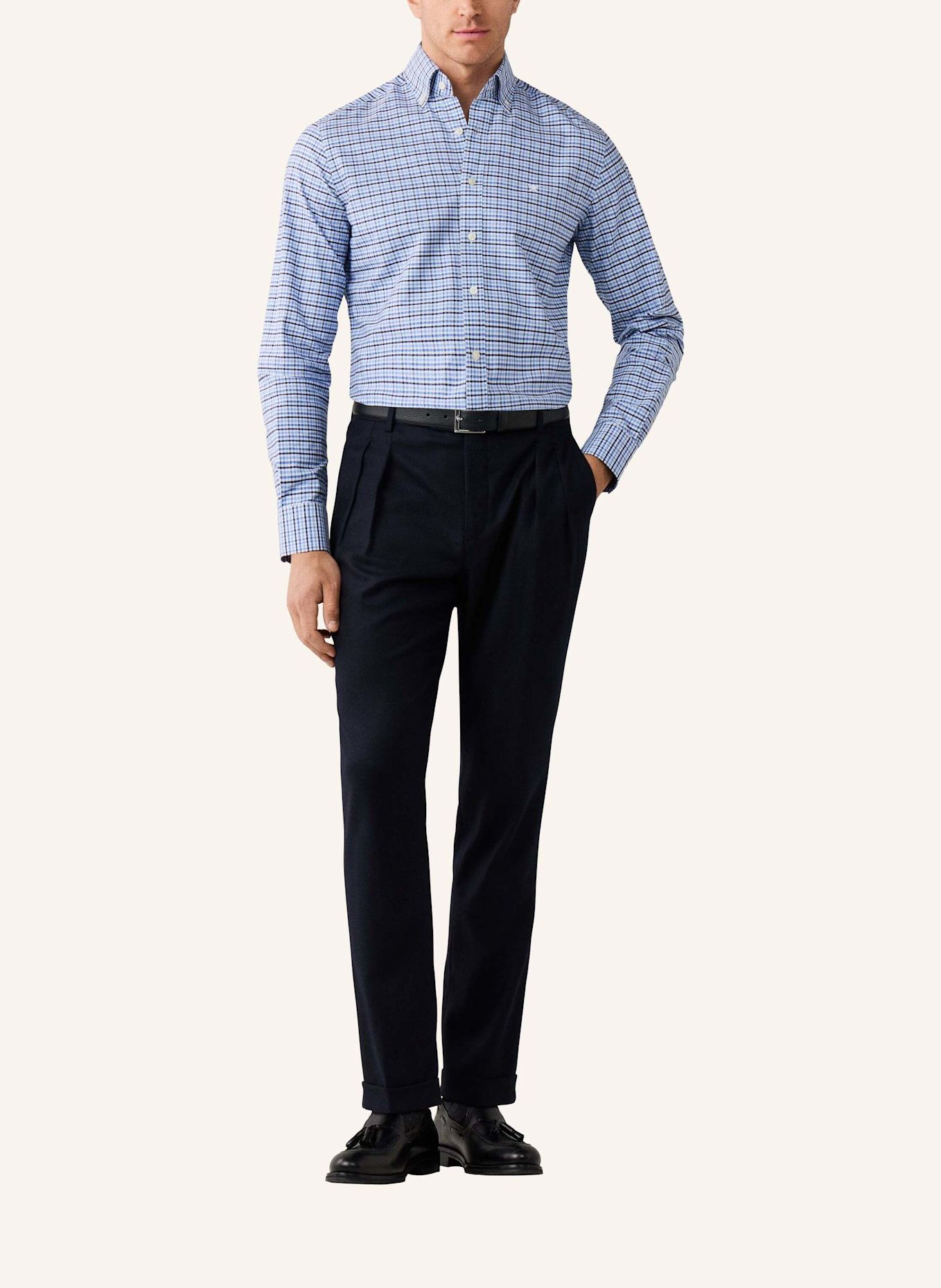 HACKETT LONDON Freizeithemd THREE COL OX GINGHAM: BLAU