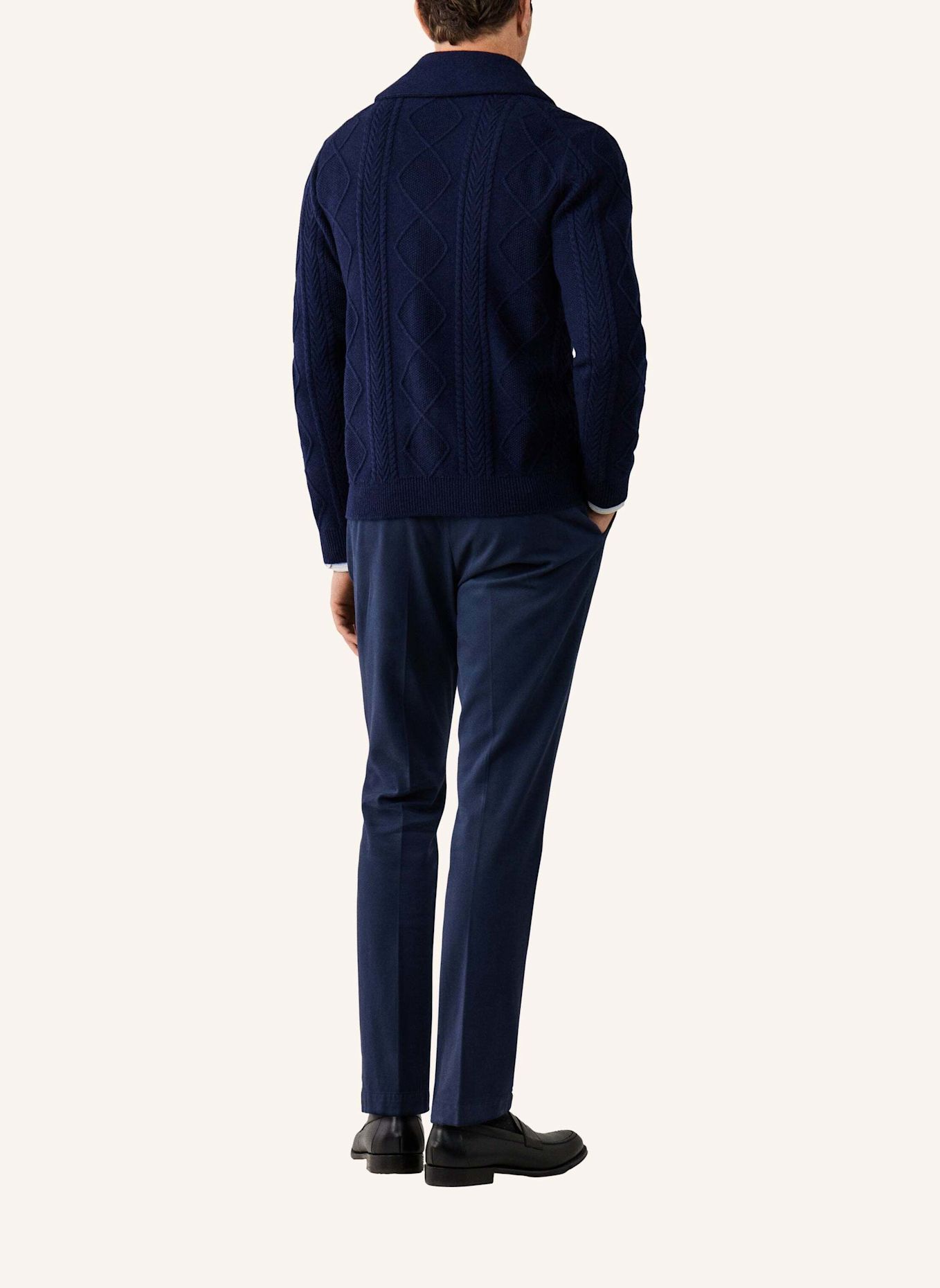 HACKETT LONDON Strickjacken Cardigan CABLE SHAWL CARDI: BLAU