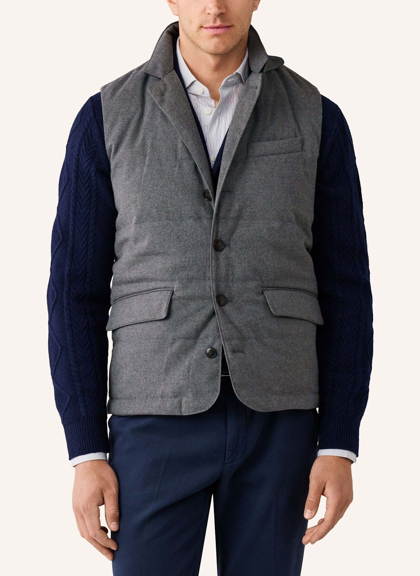 HACKETT LONDON Gilet TAILORED FLAN GILET: DUNKELGRAU