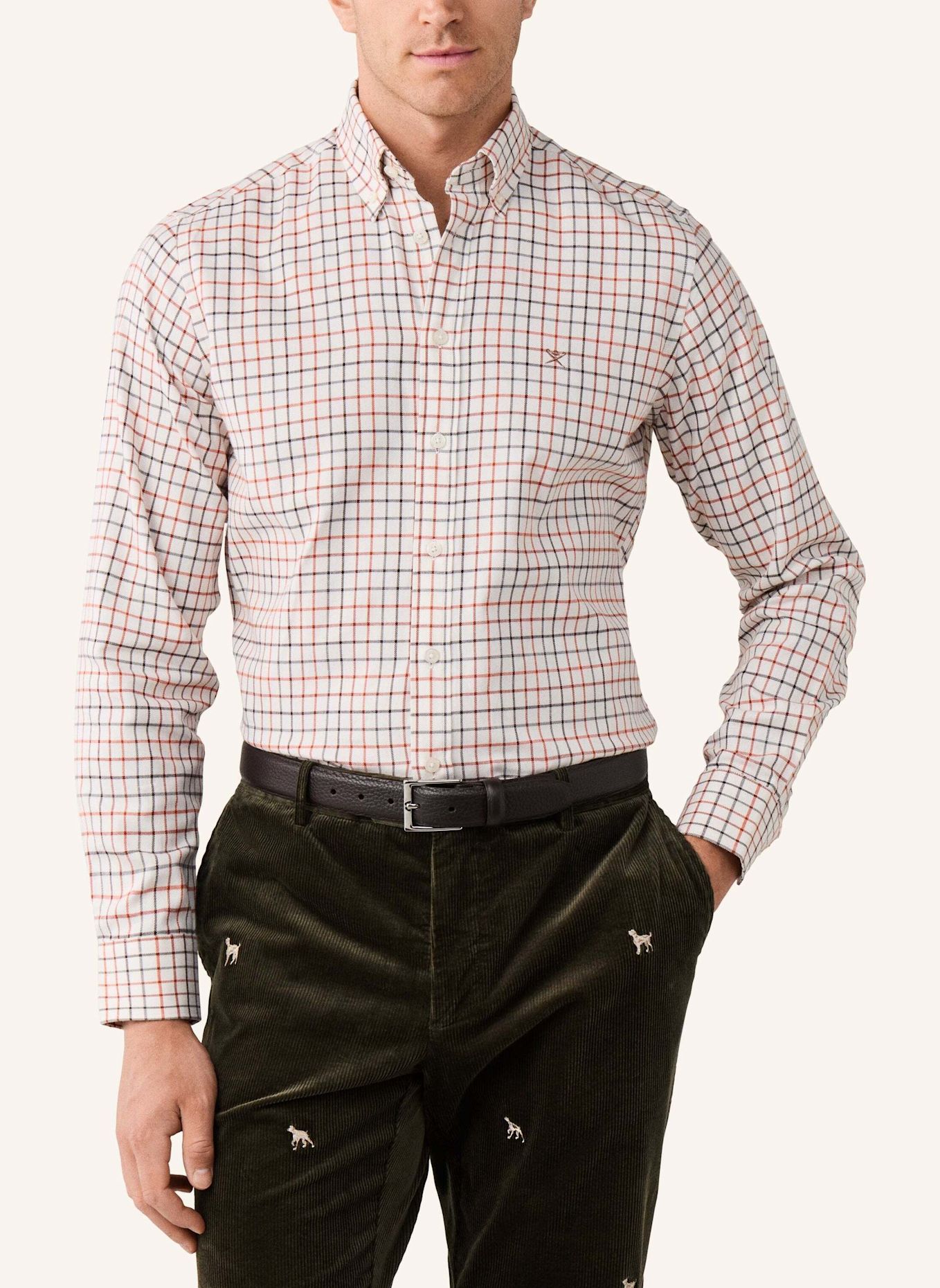 HACKETT LONDON Freizeithemd WIDE TATTERSALL: ORANGE