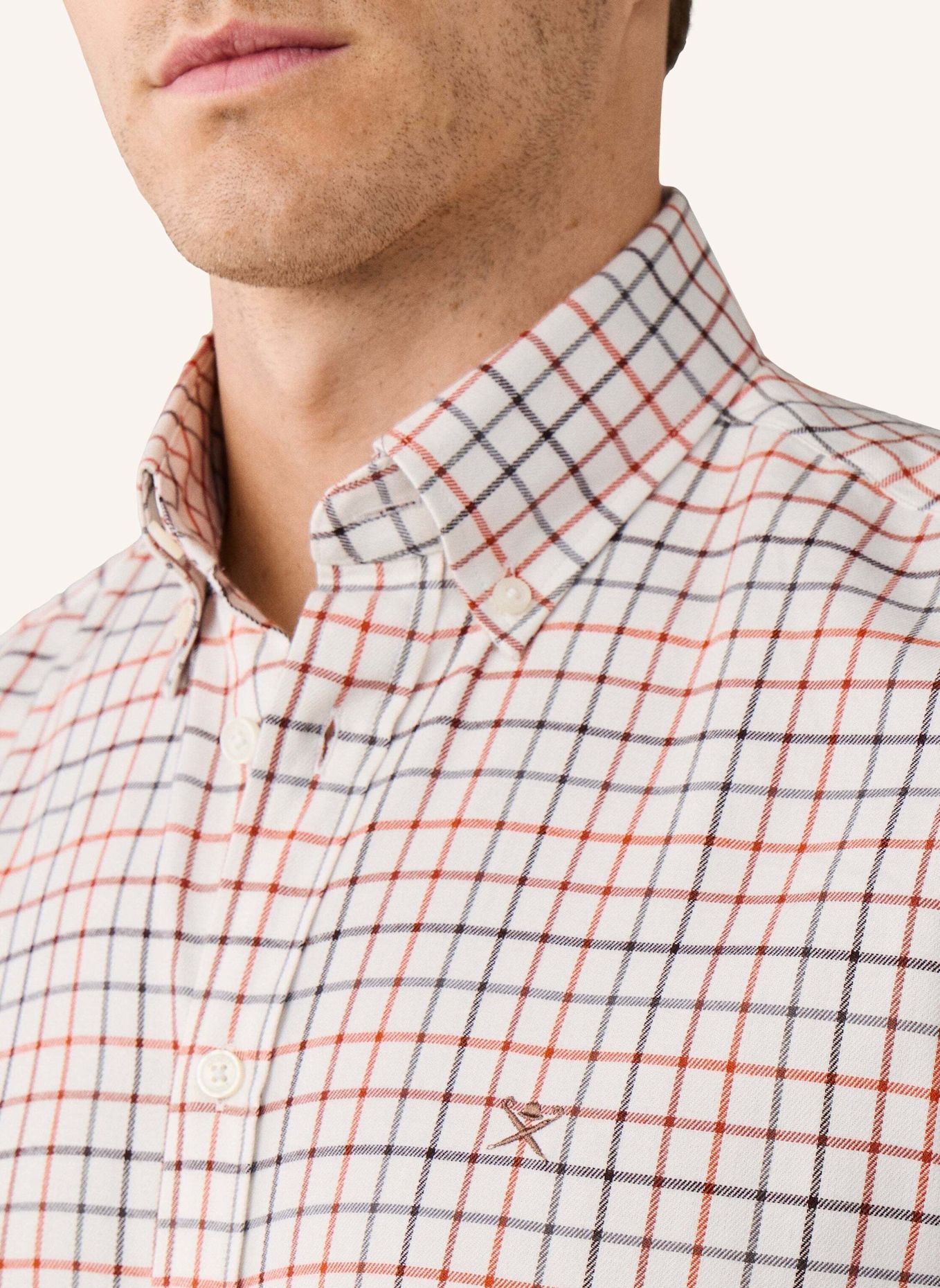 HACKETT LONDON Freizeithemd WIDE TATTERSALL: ORANGE