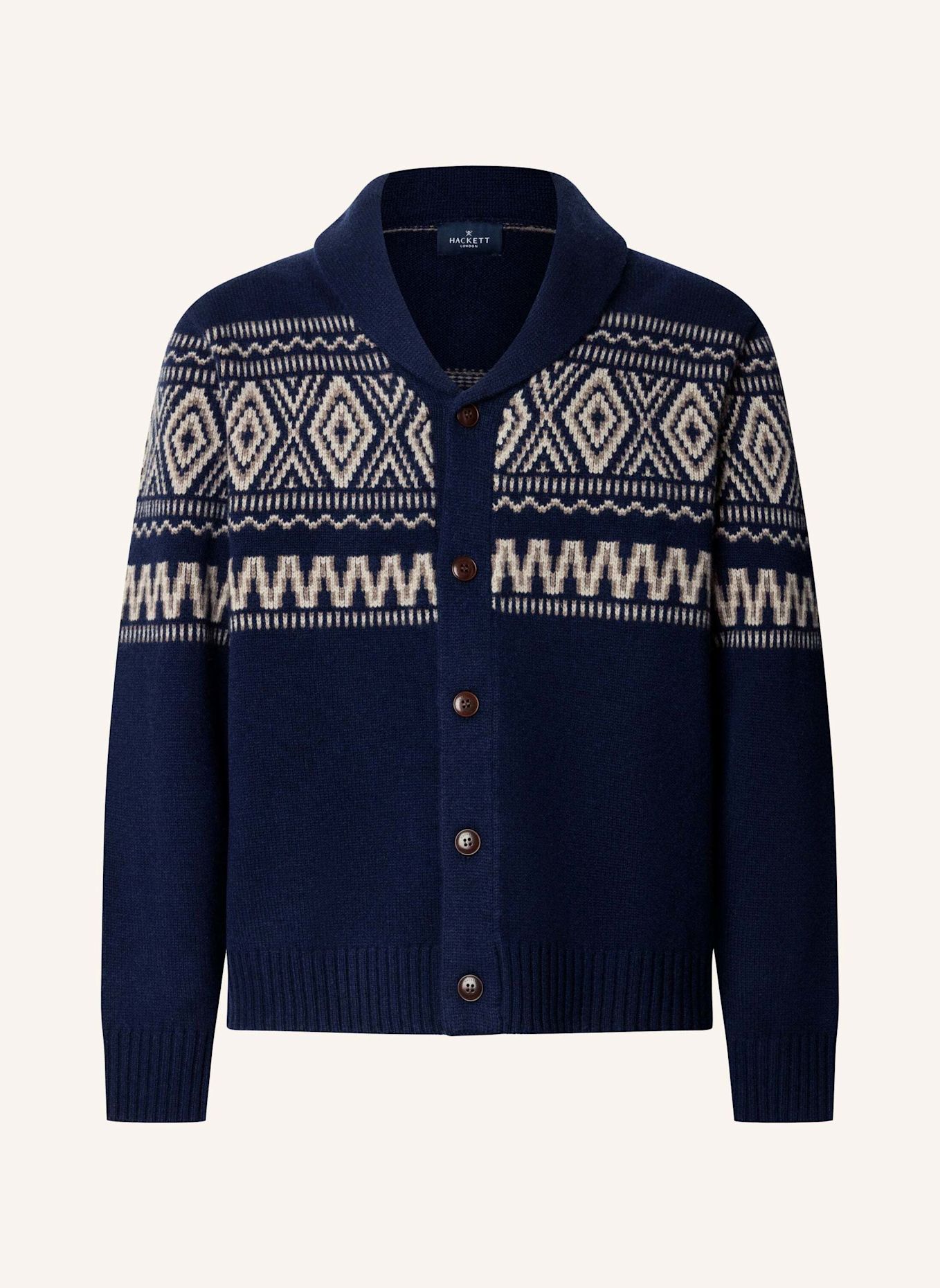 HACKETT LONDON Strickjacken Cardigan FAIRISLE SHAWL CARDI: BLAU