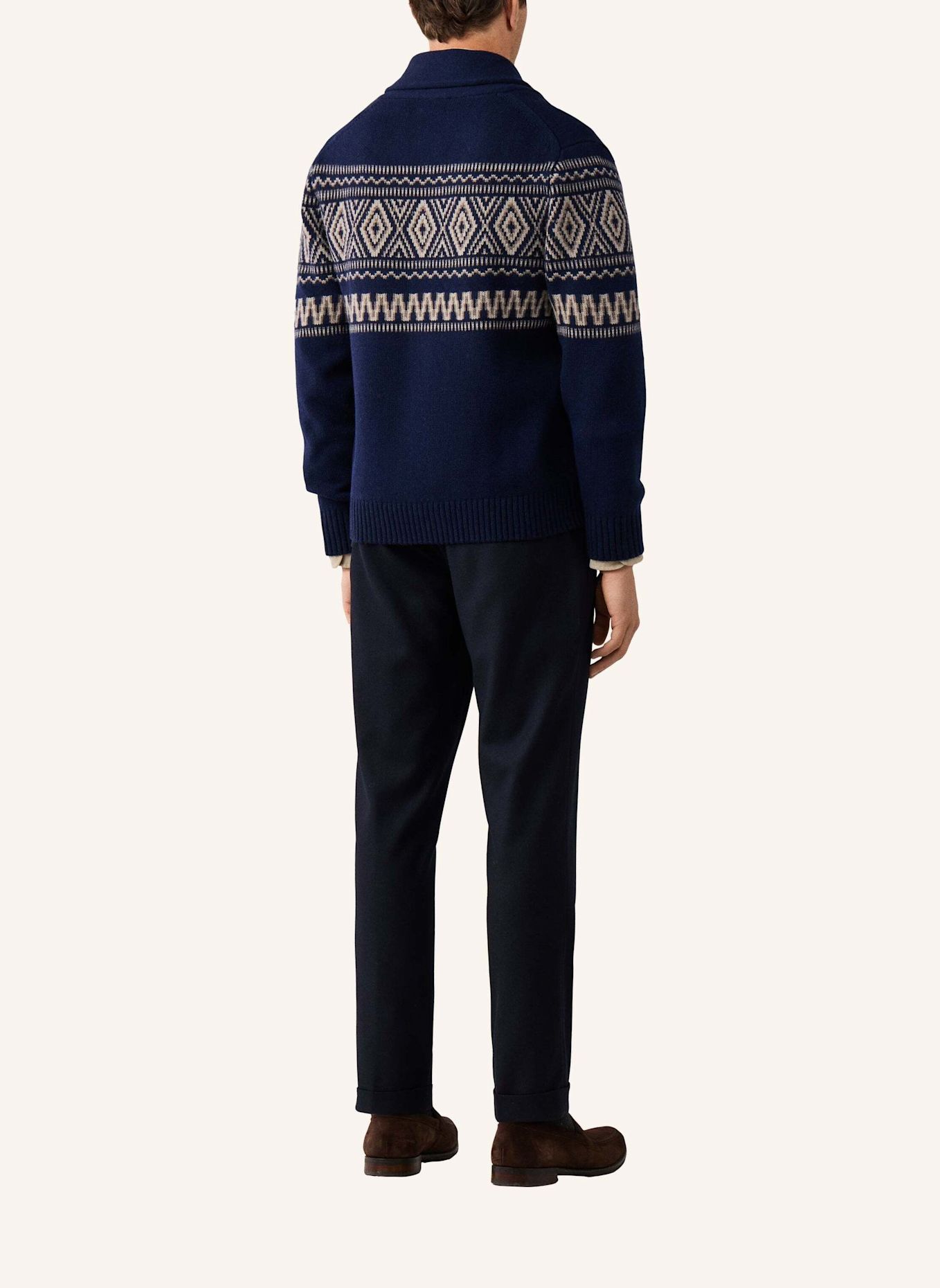 HACKETT LONDON Strickjacken Cardigan FAIRISLE SHAWL CARDI: BLAU