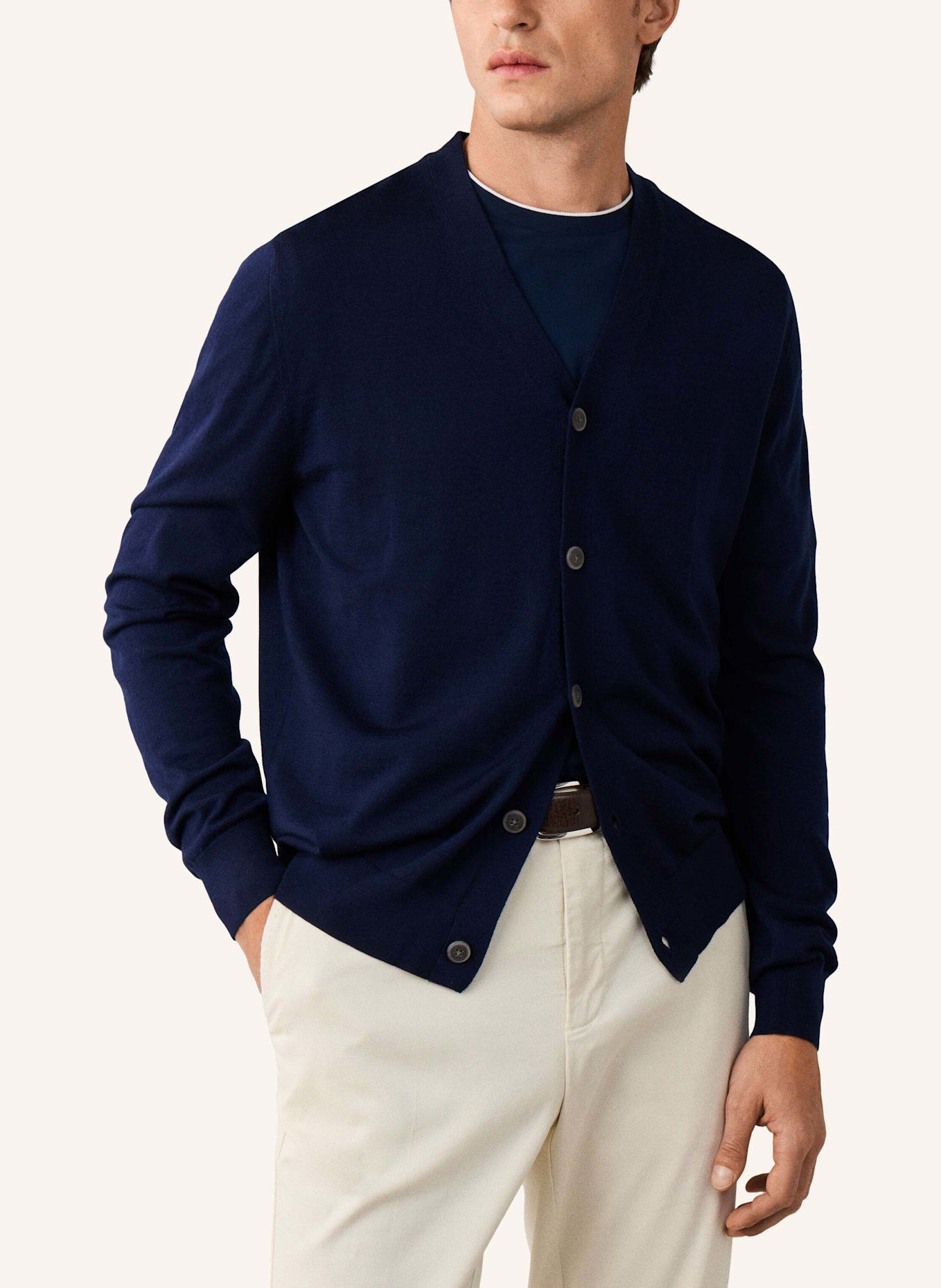 HACKETT LONDON Strickjacken Cardigan ESS MERINO CARDIGAN: BLAU