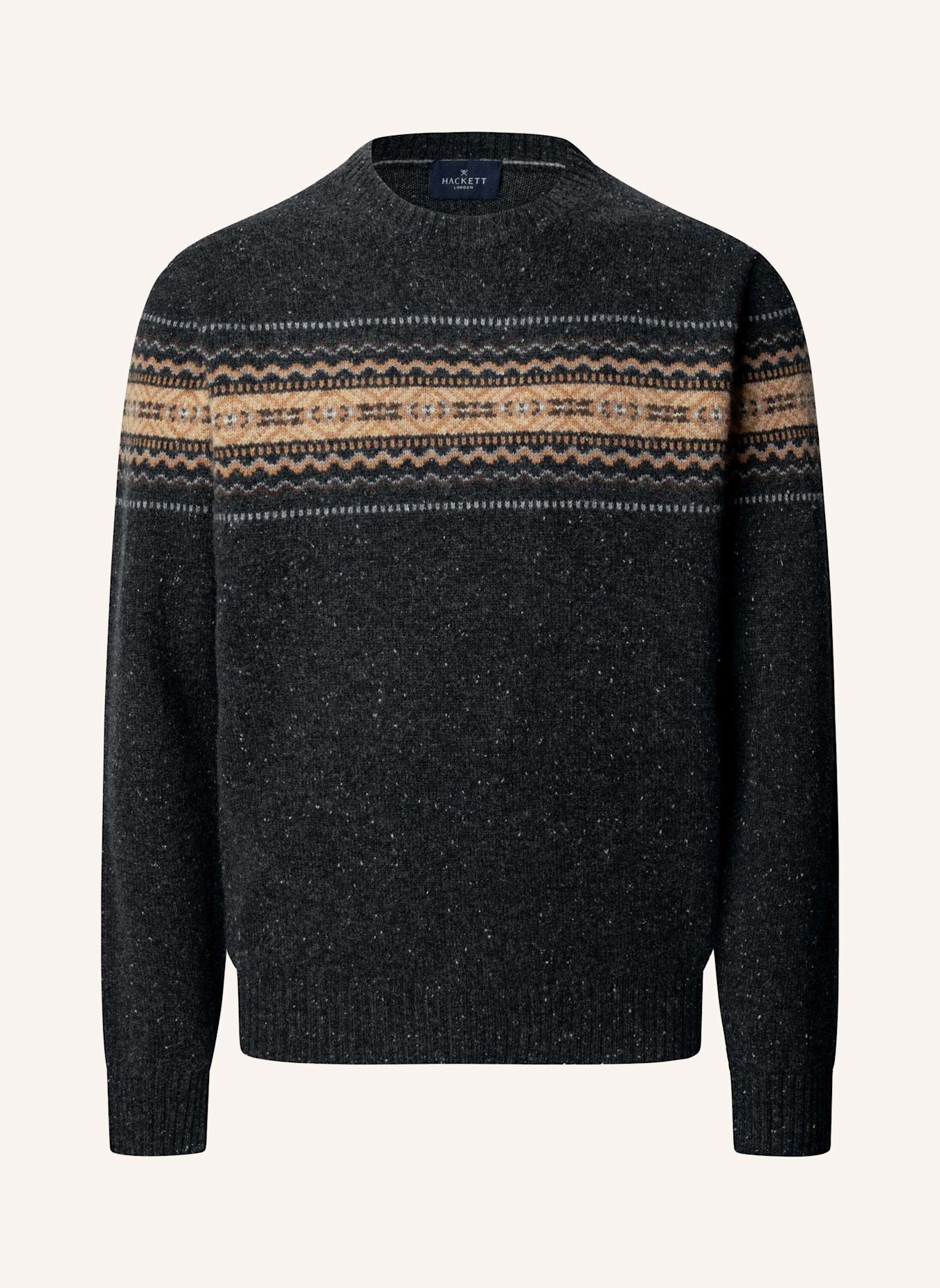 HACKETT LONDON Pullover FAIRISLE CREW: GRAU