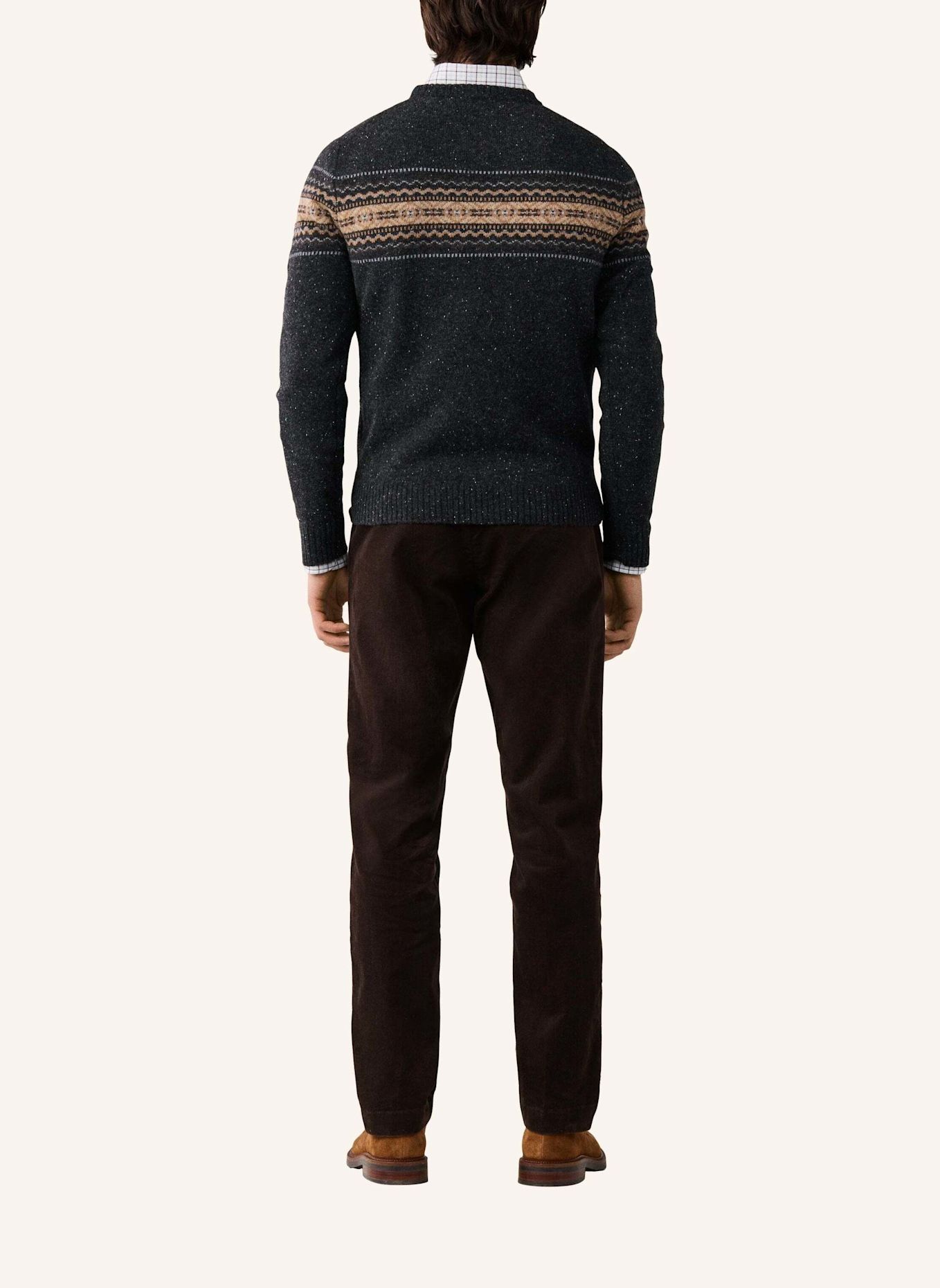 HACKETT LONDON Pullover FAIRISLE CREW: GRAU