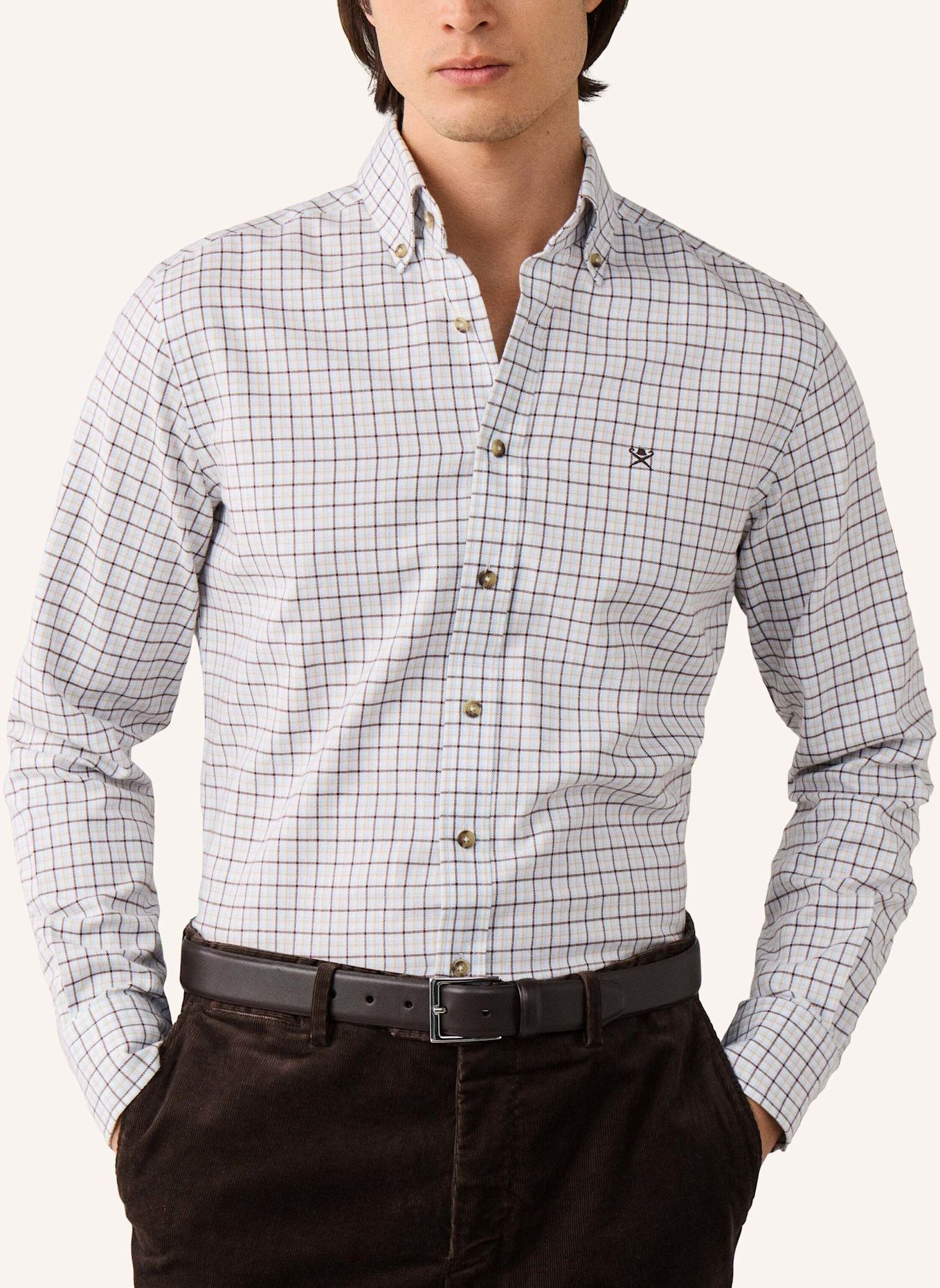 HACKETT LONDON Freizeithemd FLANNEL CHECK: BRAUN