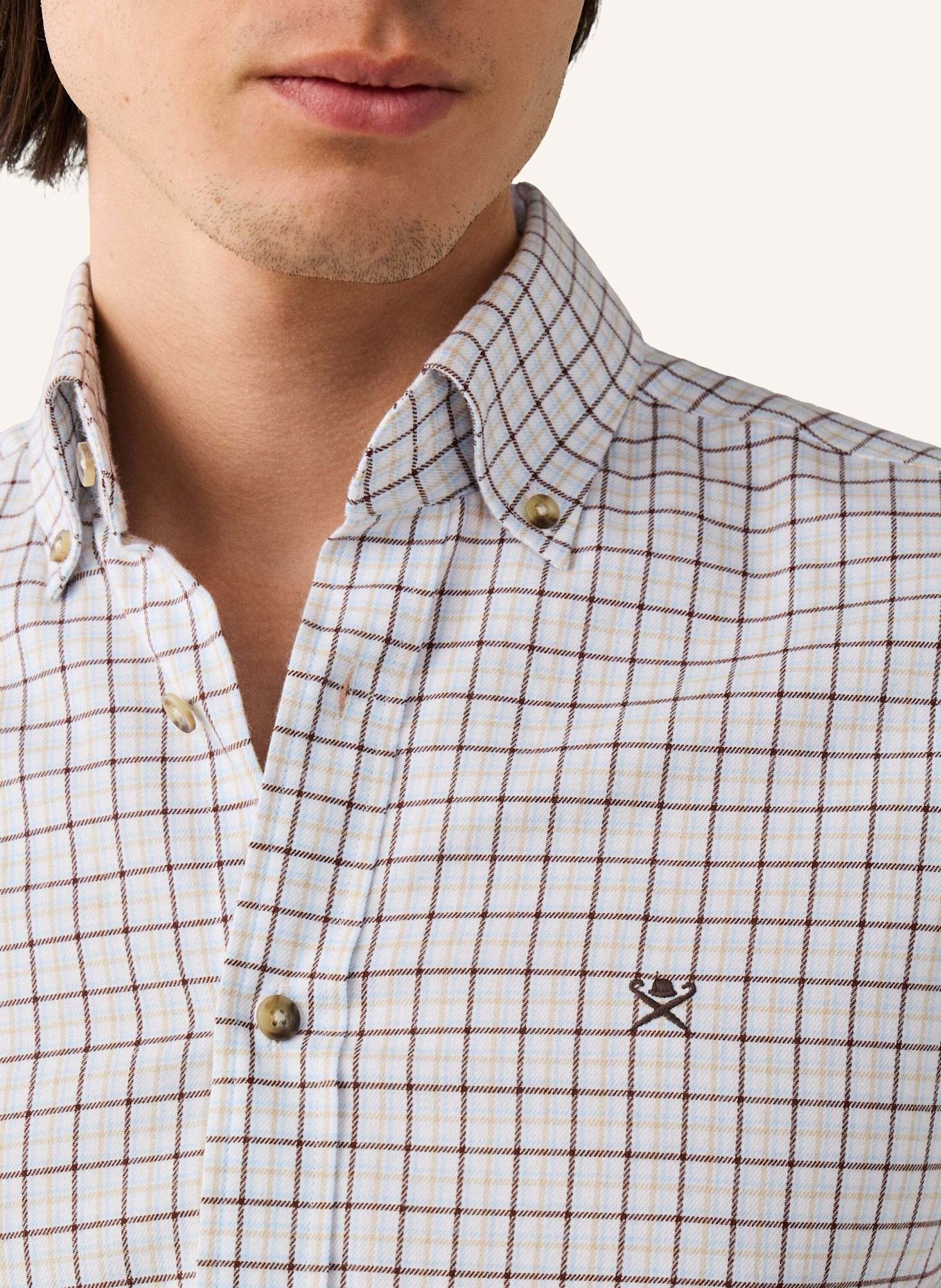 HACKETT LONDON Freizeithemd FLANNEL CHECK: BRAUN