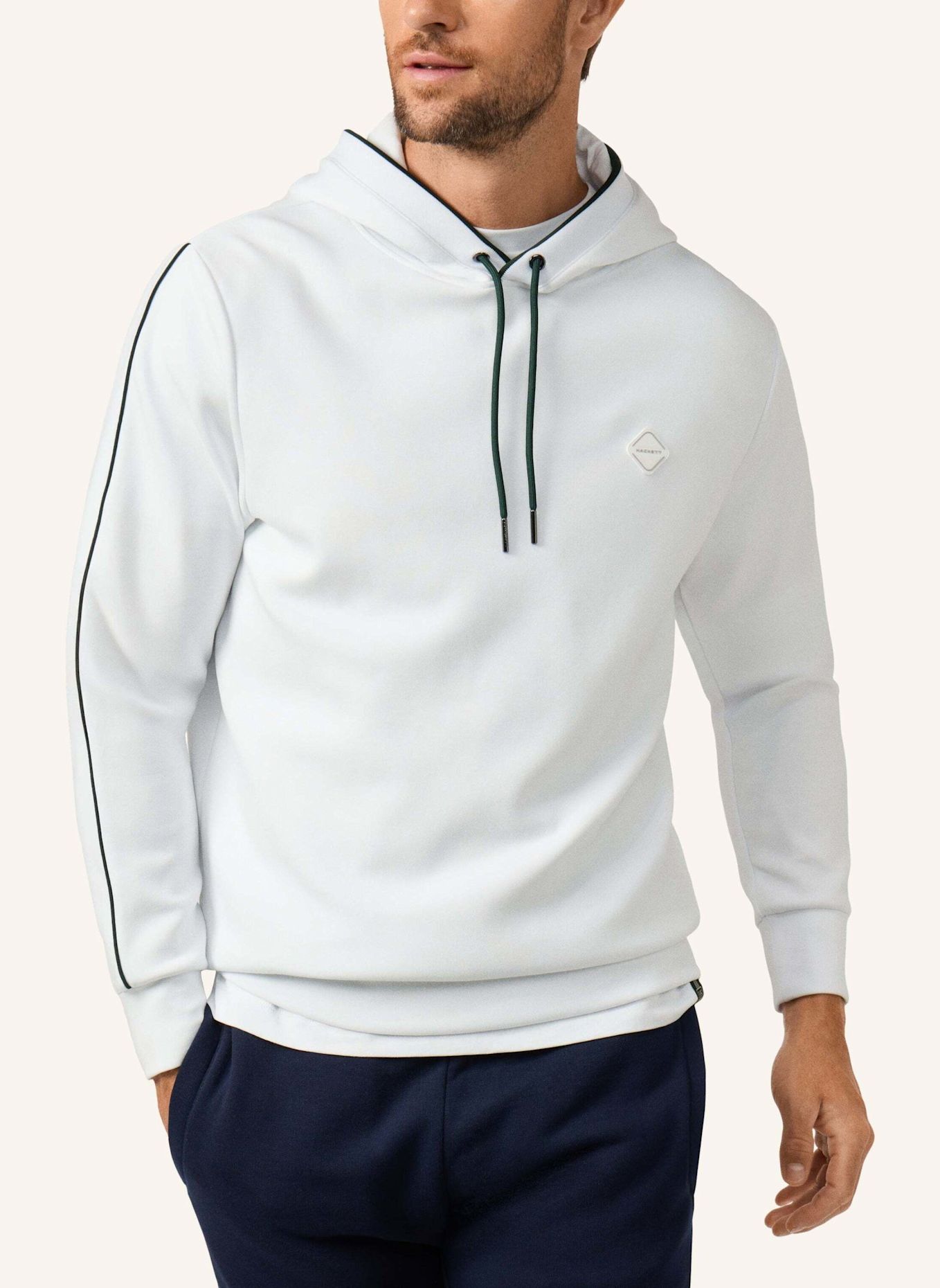 HACKETT LONDON Hoodieshirt HS BADGE HOODY: WEISS