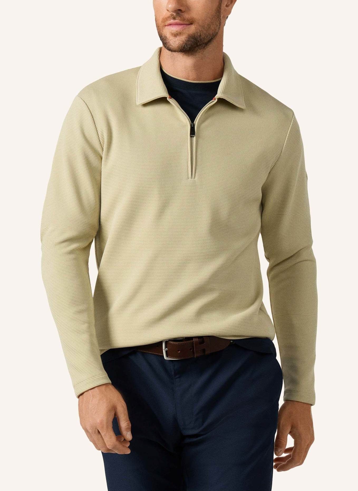 HACKETT LONDON Sweatshirt HS WAFFLE COLLAR HZ: BEIGE