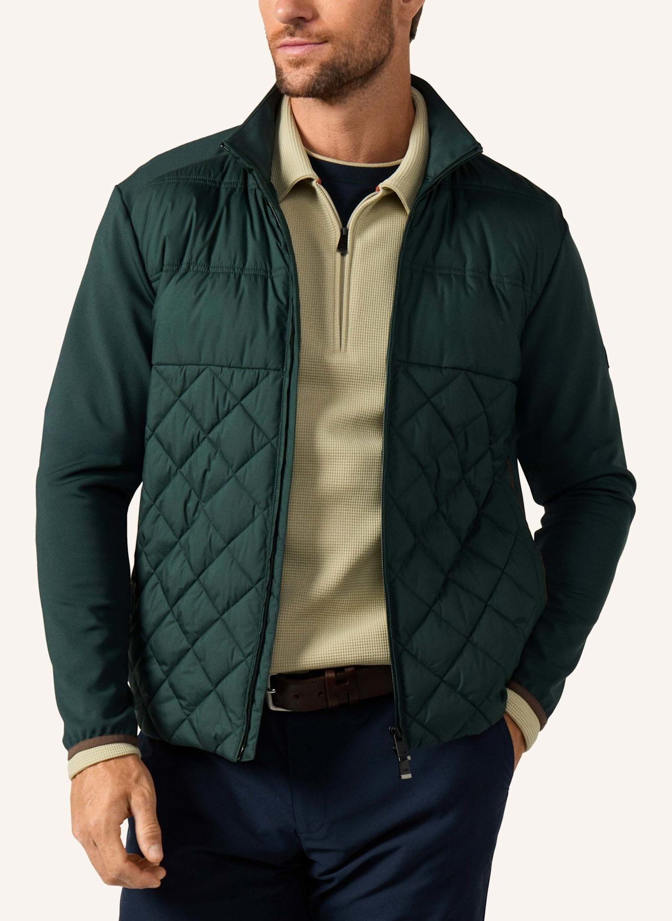 HACKETT LONDON Sweatshirt HS LUXE HYBRID FZ: GRÜN