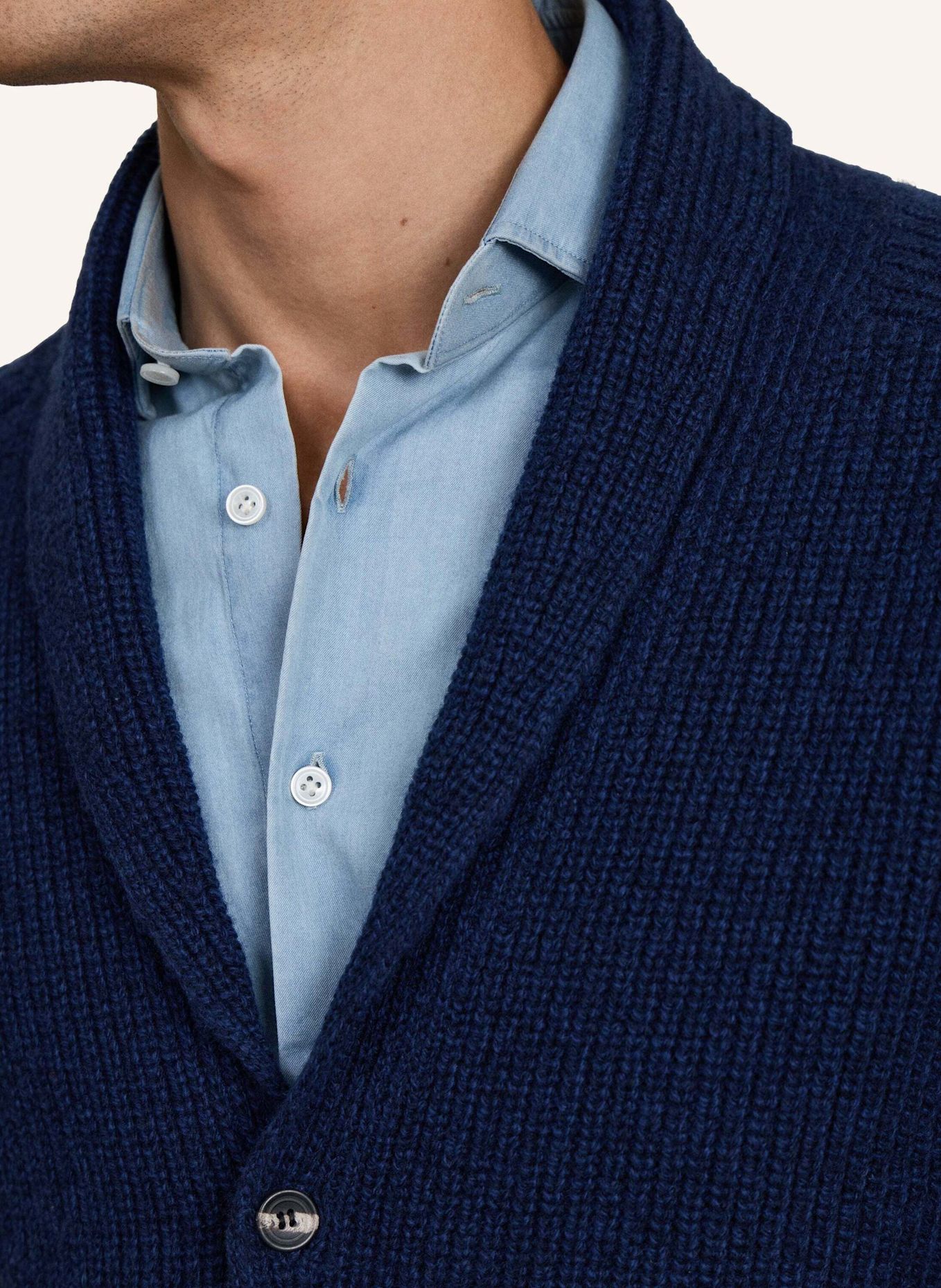 HACKETT LONDON Poloshirt SR SHAWL CARDIGAN: DUNKELBLAU