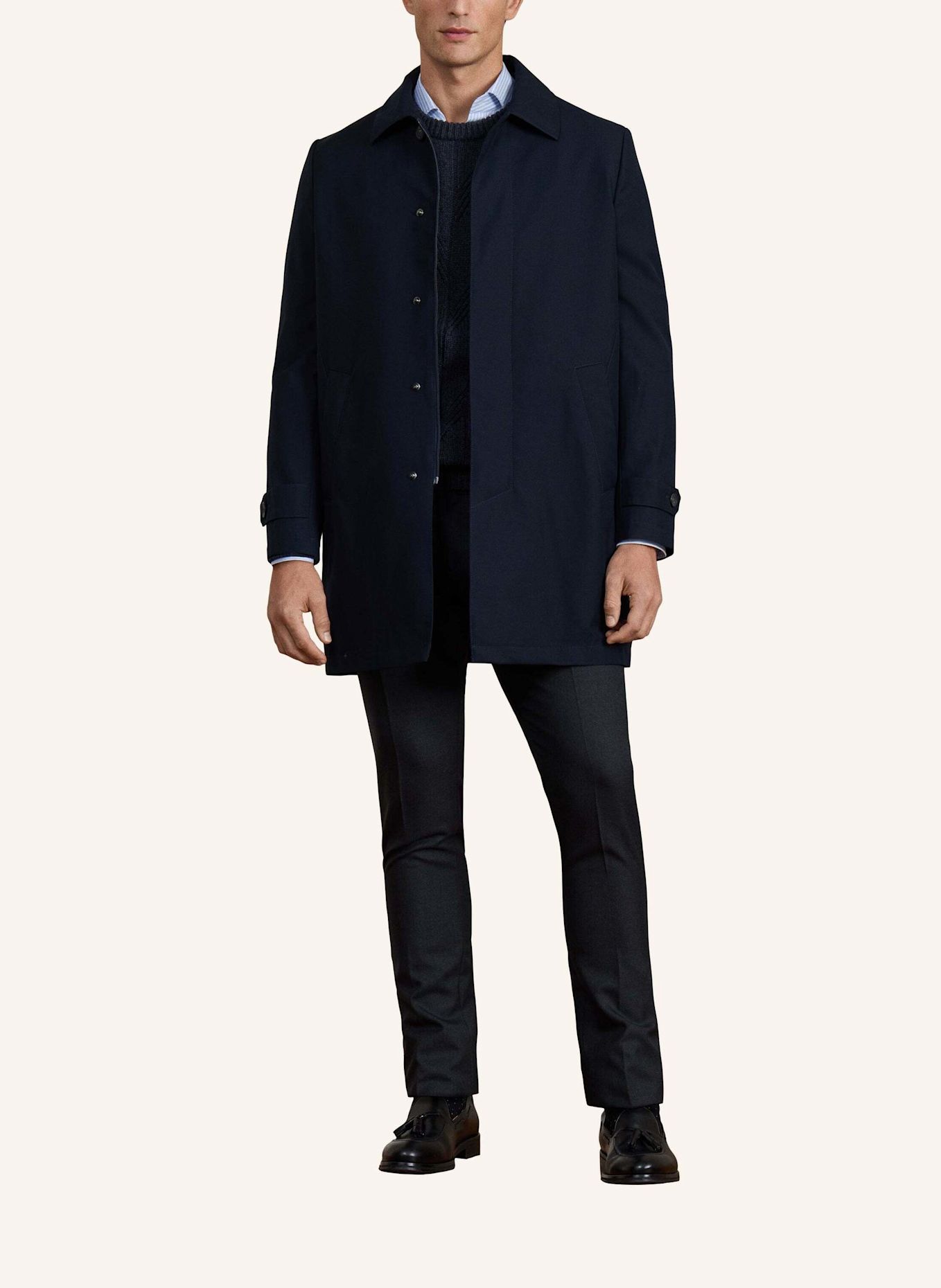 HACKETT LONDON Stehkragenmantel SR MAC W/LINER: DUNKELBLAU