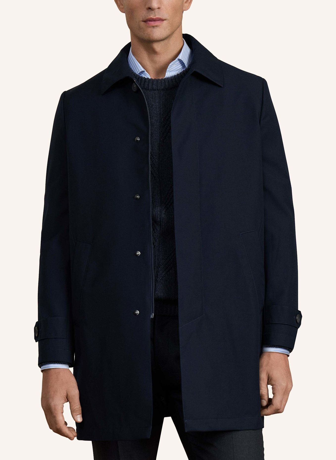 HACKETT LONDON Stehkragenmantel SR MAC W/LINER: DUNKELBLAU