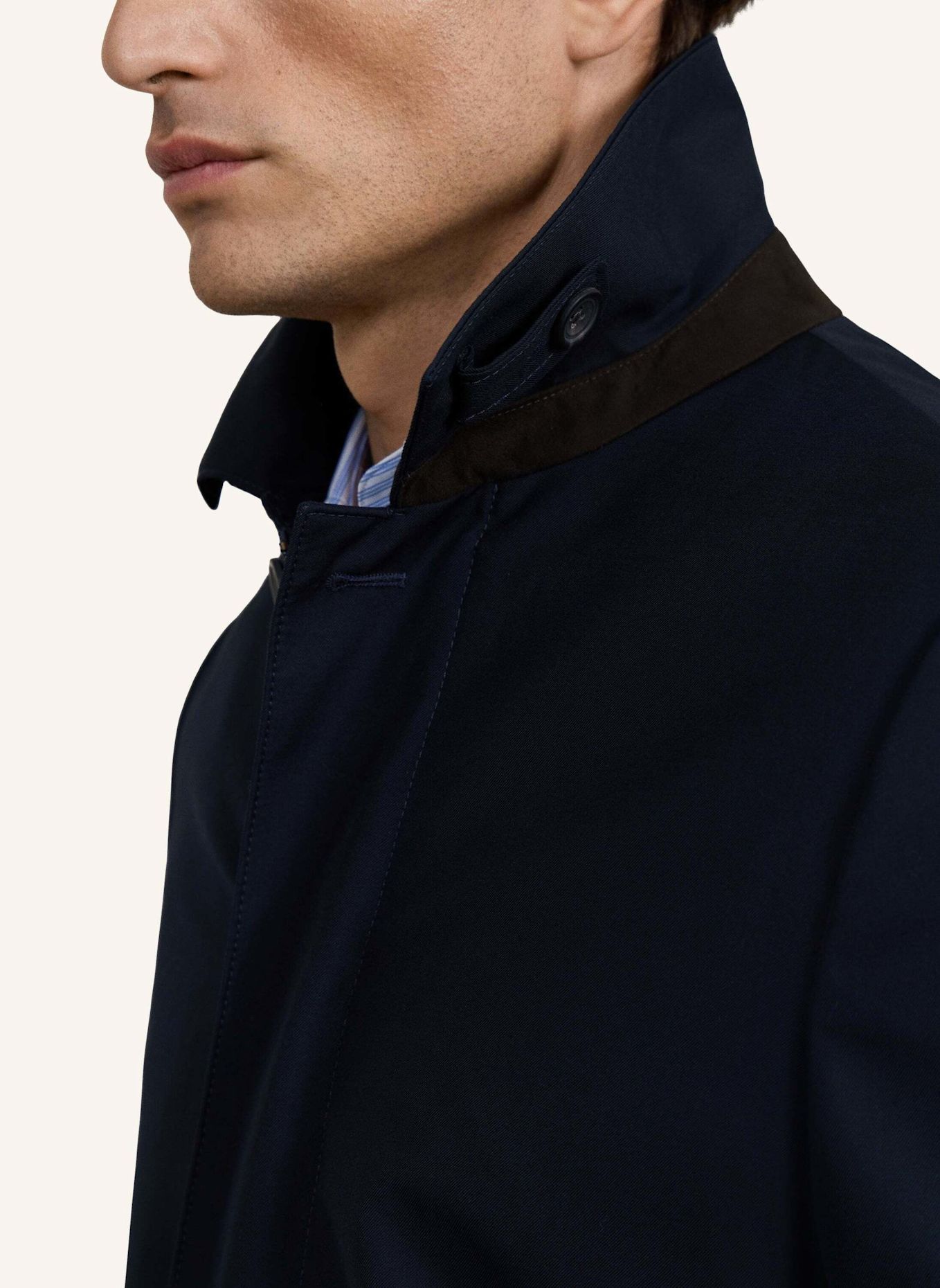 HACKETT LONDON Stehkragenmantel SR MAC W/LINER: DUNKELBLAU