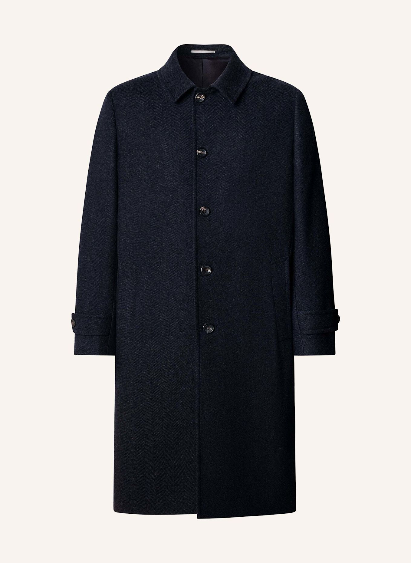 HACKETT LONDON Stehkragenmantel SR HBONE WL CASH COAT: DUNKELBLAU