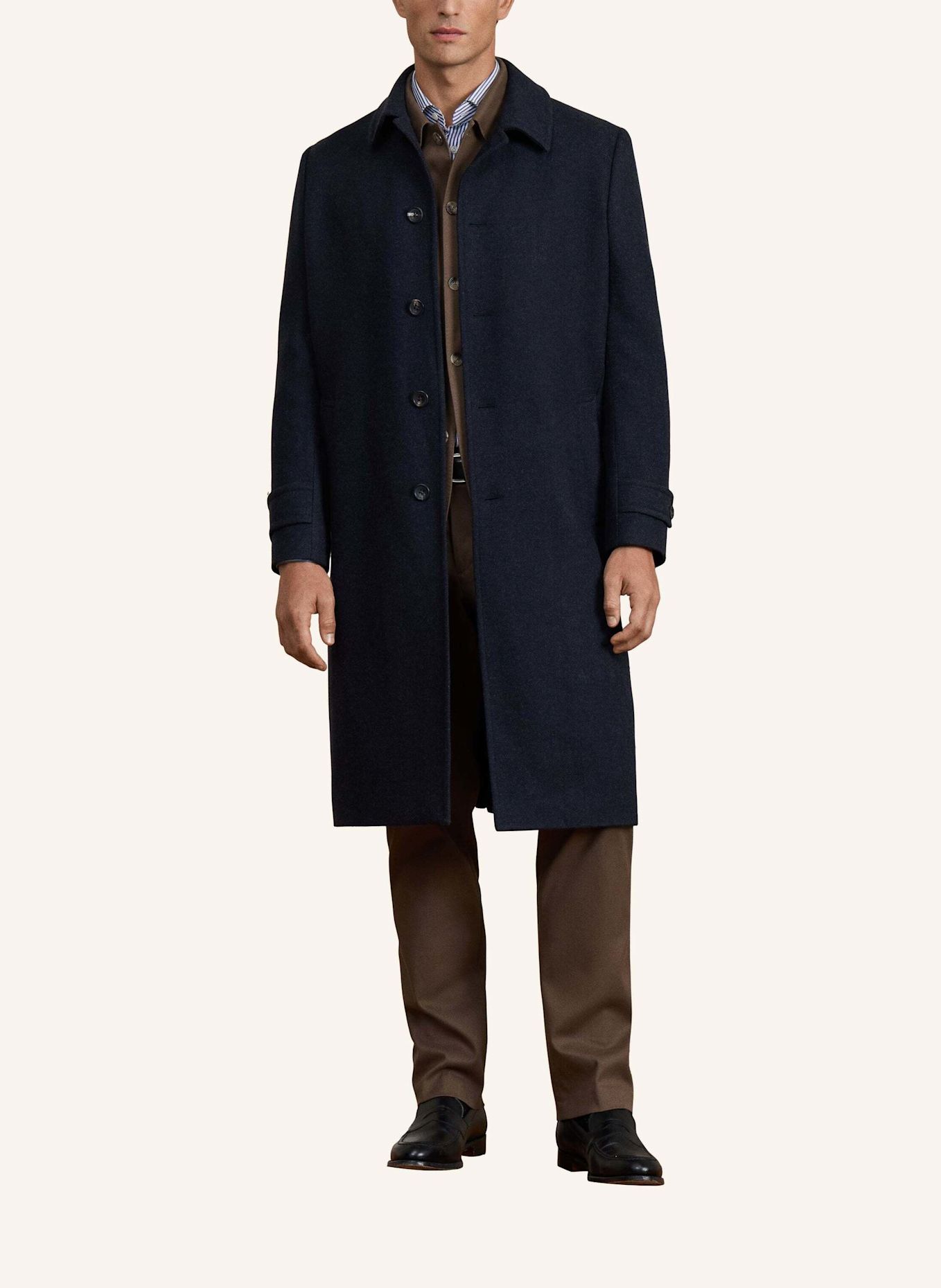HACKETT LONDON Stehkragenmantel SR HBONE WL CASH COAT: DUNKELBLAU
