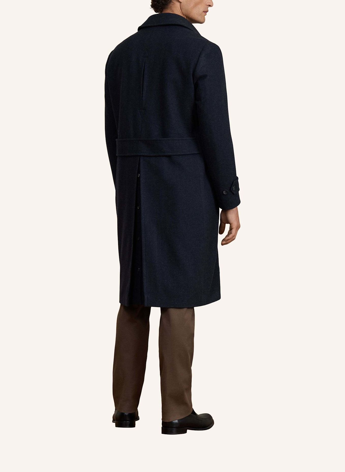 HACKETT LONDON Stehkragenmantel SR HBONE WL CASH COAT: DUNKELBLAU
