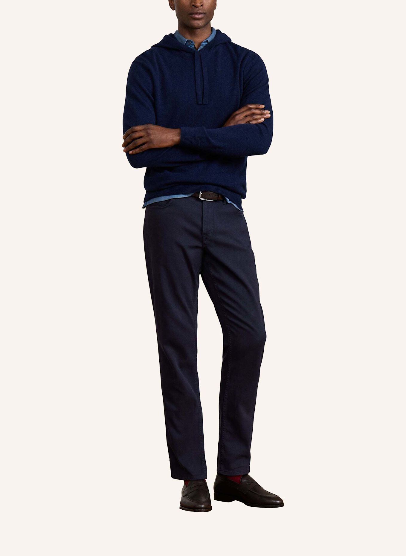 HACKETT LONDON Pullover SR CASHMERE HOODIE: DUNKELBLAU