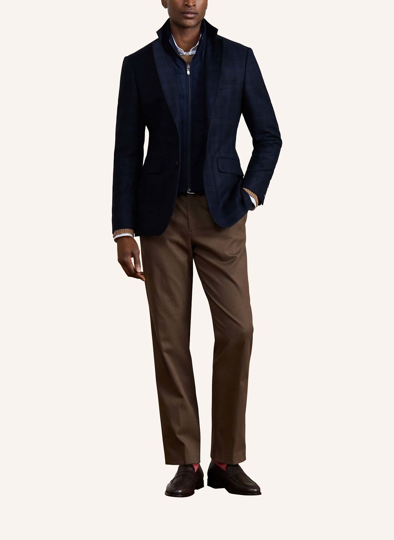 HACKETT LONDON Anzug SR BIB SUBTLE CHK: DUNKELBLAU