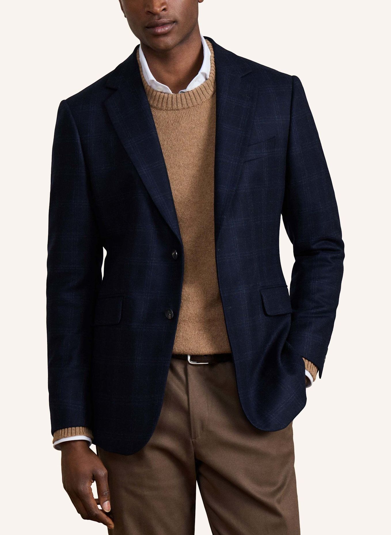 HACKETT LONDON Anzug SR BIB SUBTLE CHK: DUNKELBLAU