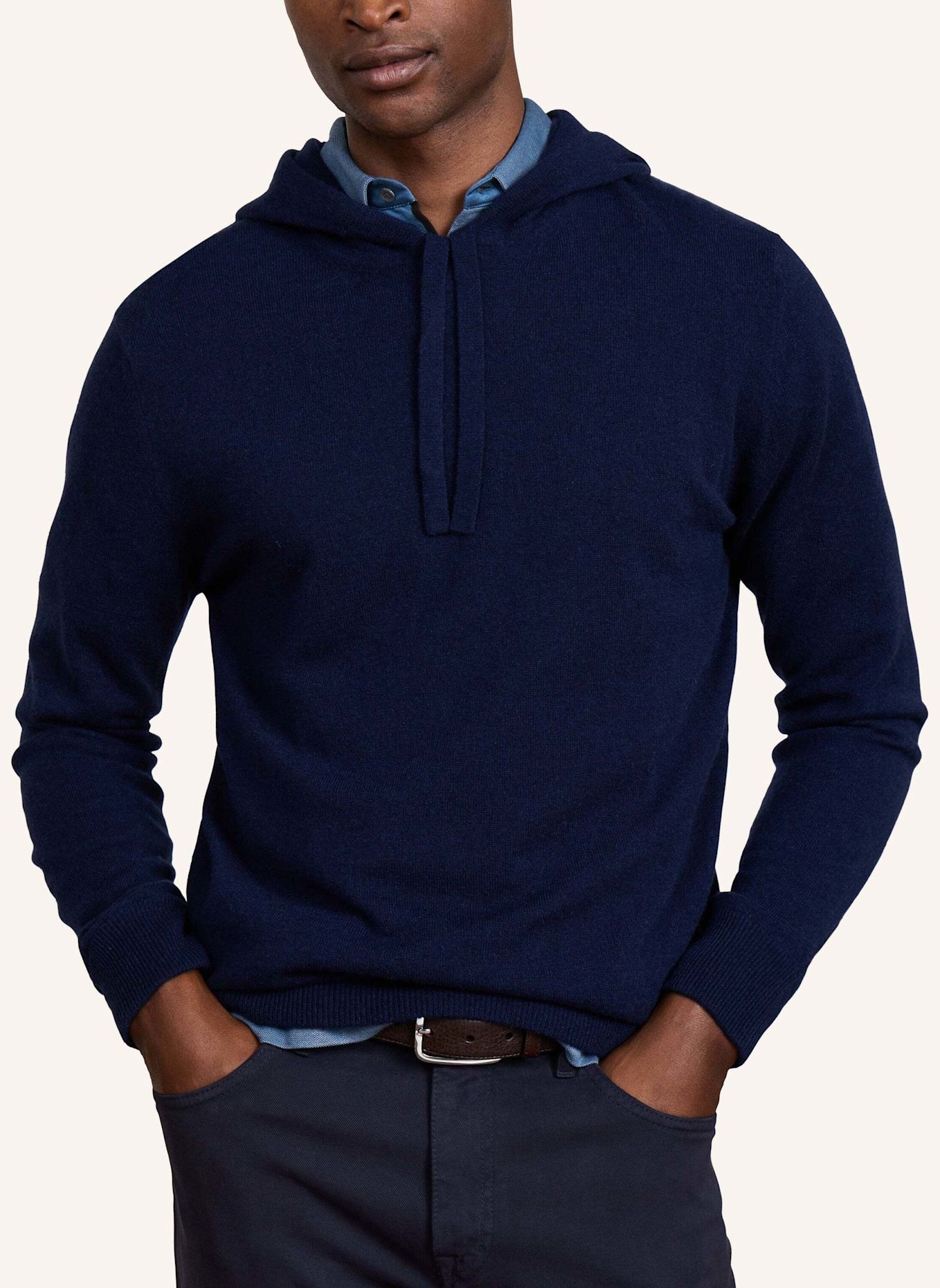 HACKETT LONDON Pullover SR CASHMERE HOODIE: DUNKELBLAU