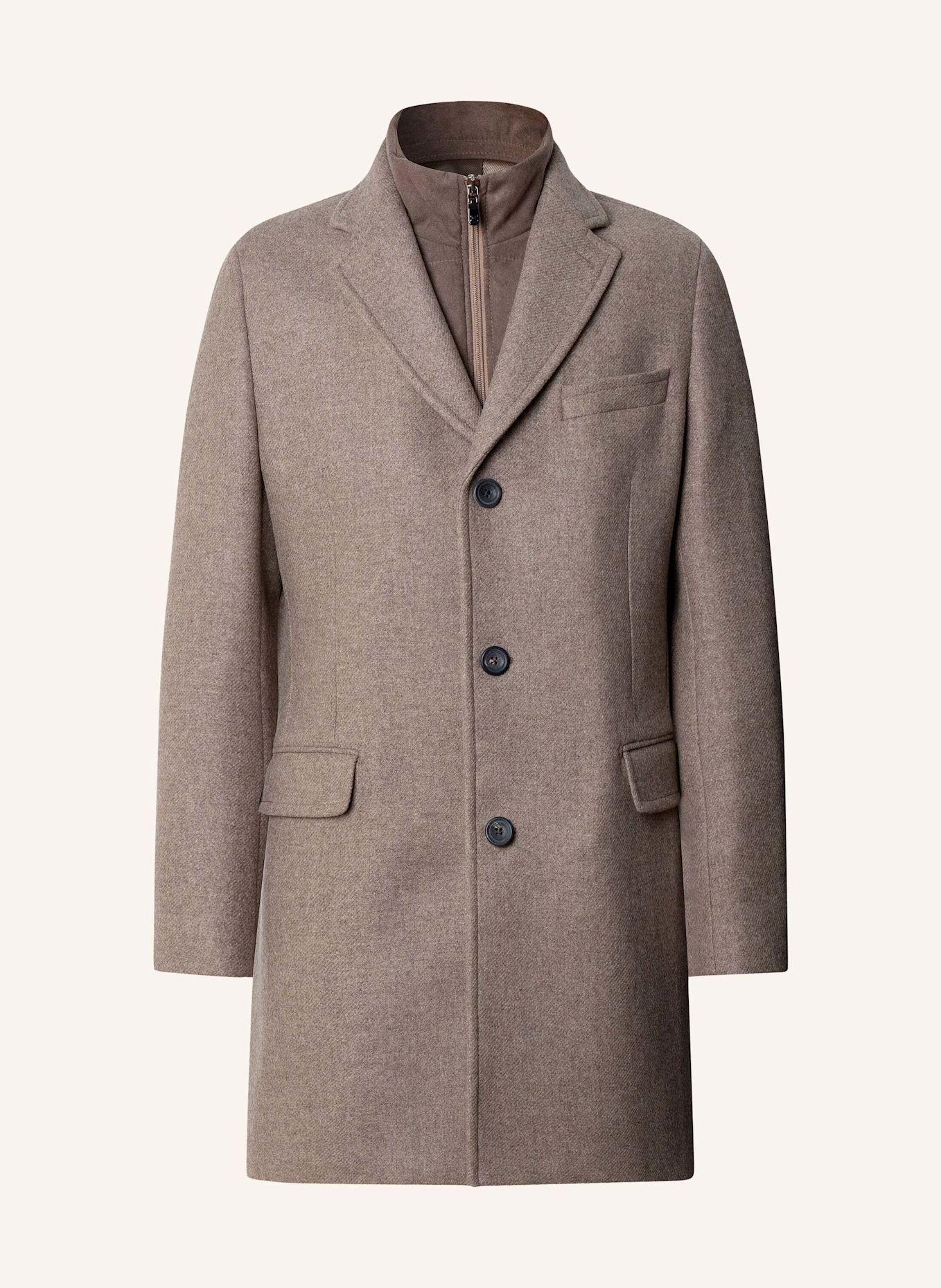 HACKETT LONDON Stehkragenmantel SR WL CASH W/BIB COAT: TAUPE / HELLBRAUN