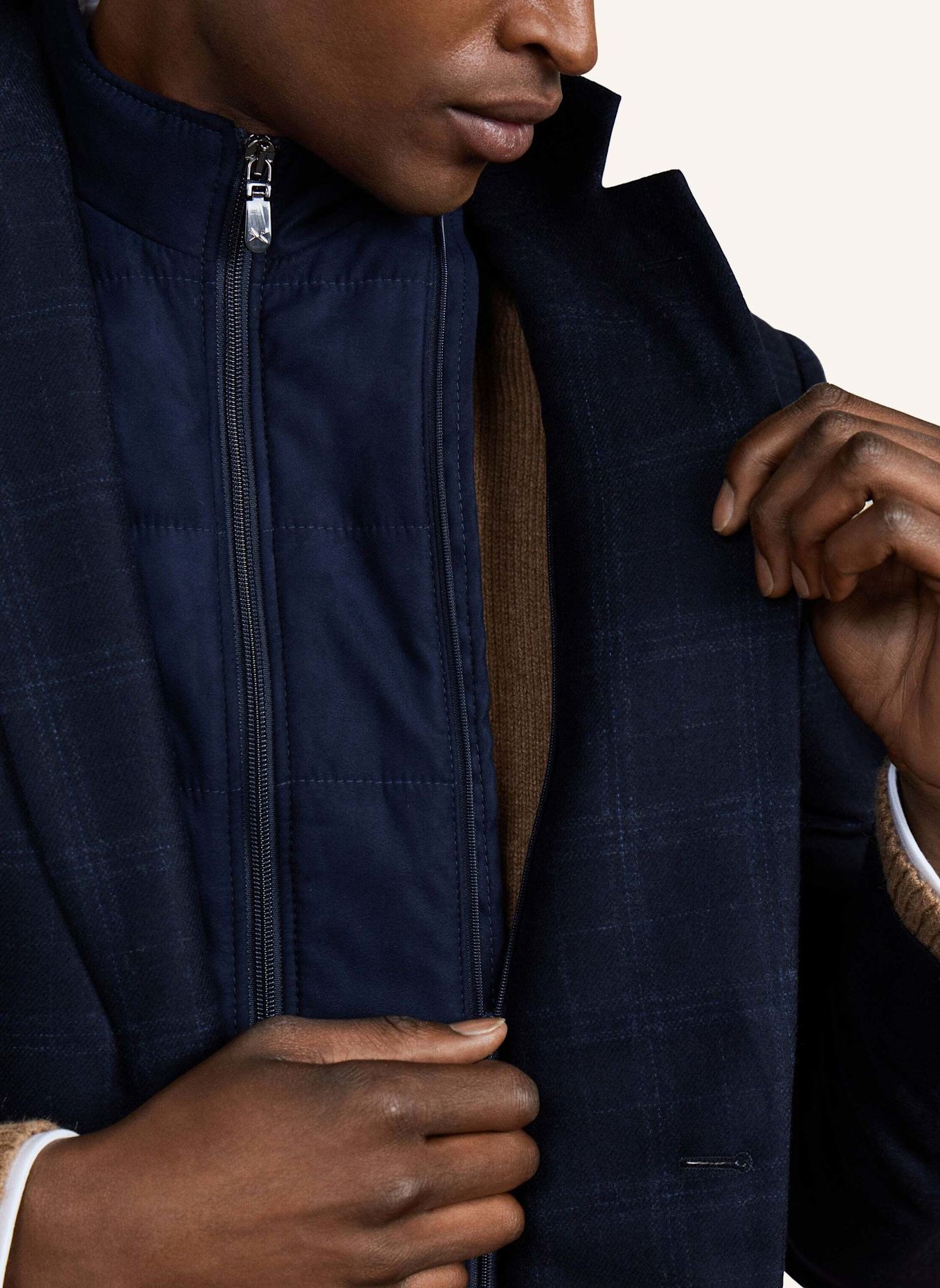 HACKETT LONDON Anzug SR BIB SUBTLE CHK: DUNKELBLAU