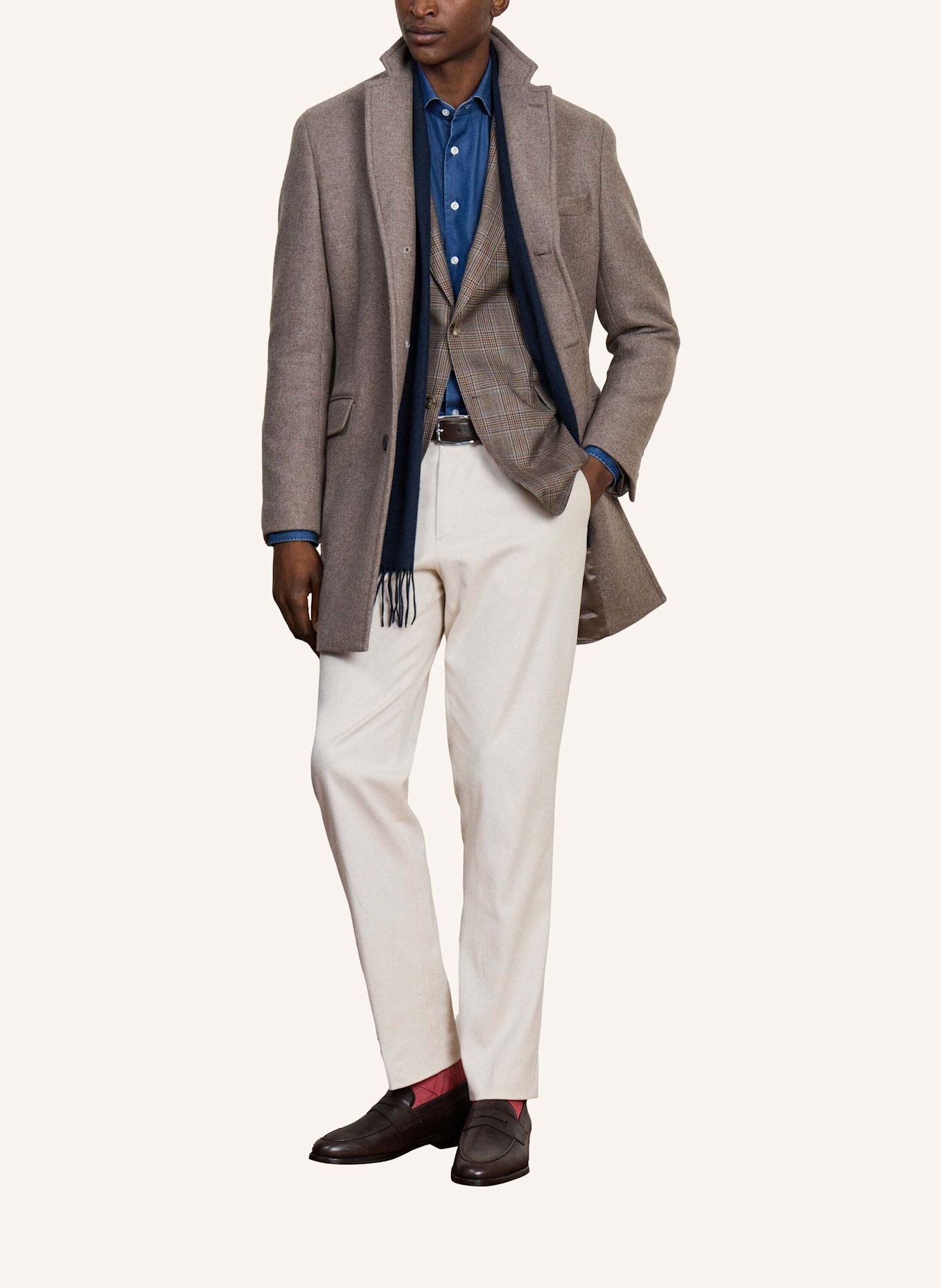 HACKETT LONDON Stehkragenmantel SR WL CASH W/BIB COAT: TAUPE / HELLBRAUN