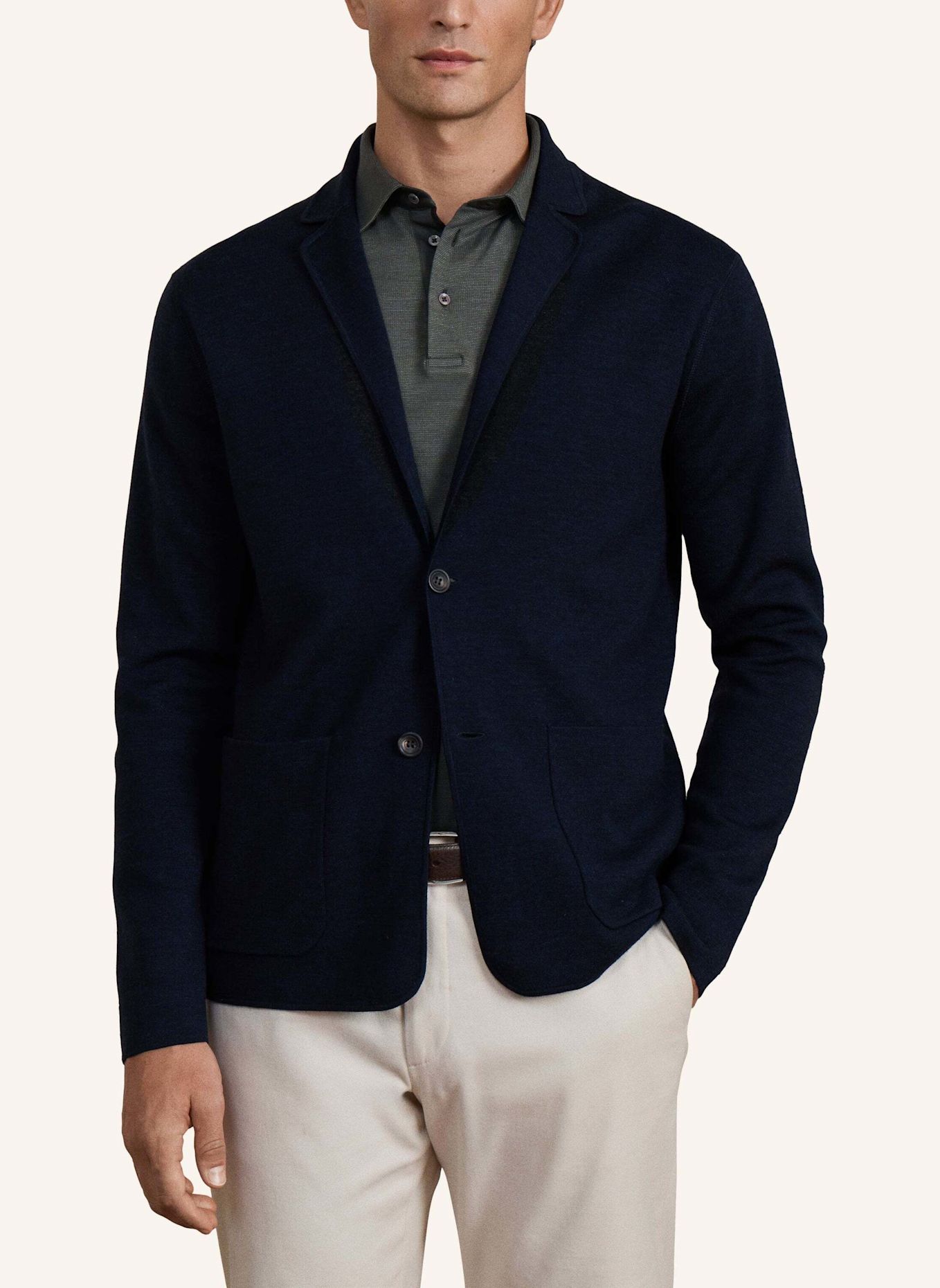 HACKETT LONDON Strickjacken Cardigan SR DF KNIT BLAZER: DUNKELBLAU