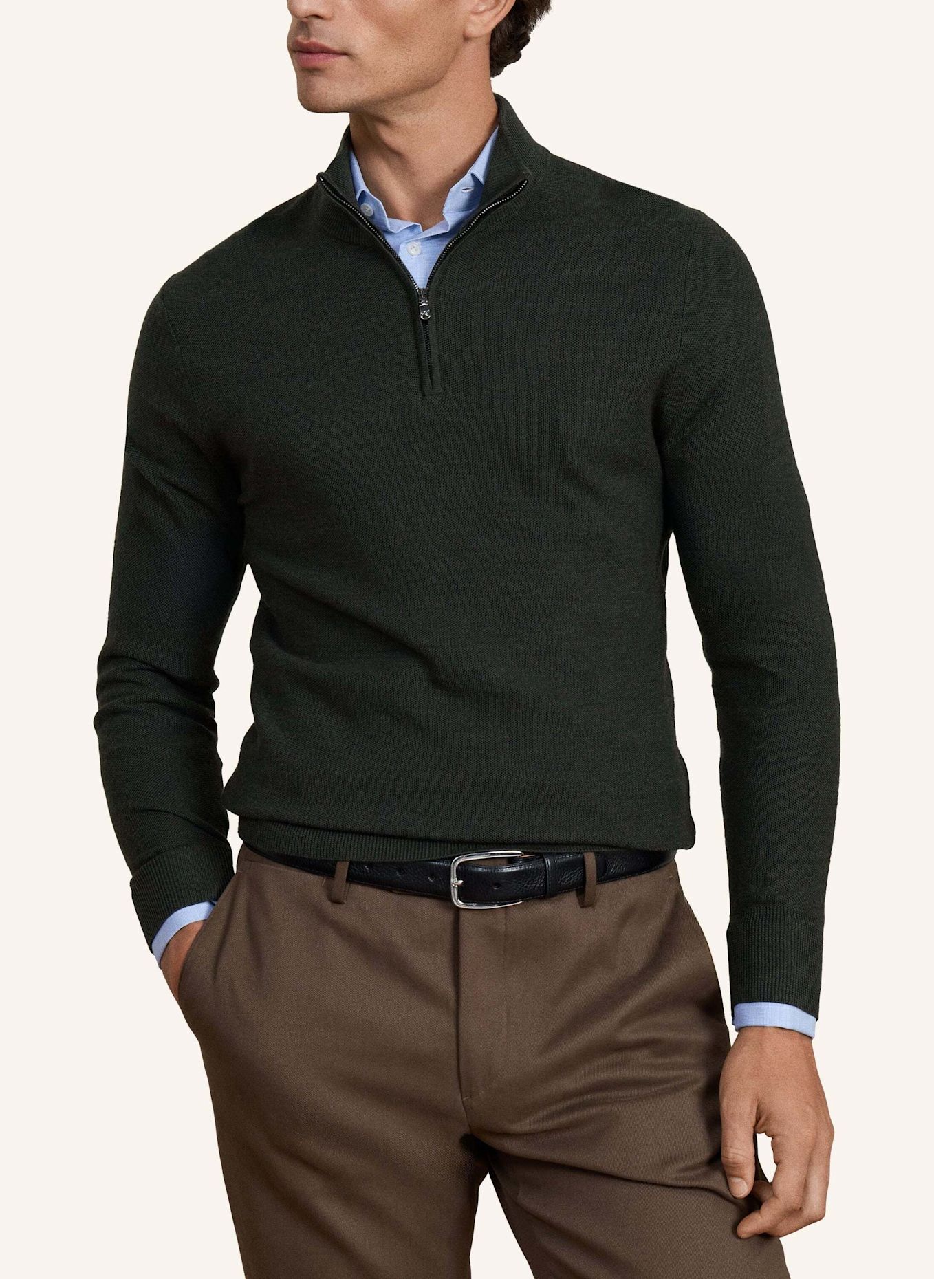 HACKETT LONDON Pullover SR STITCH HZIP: GRÜN