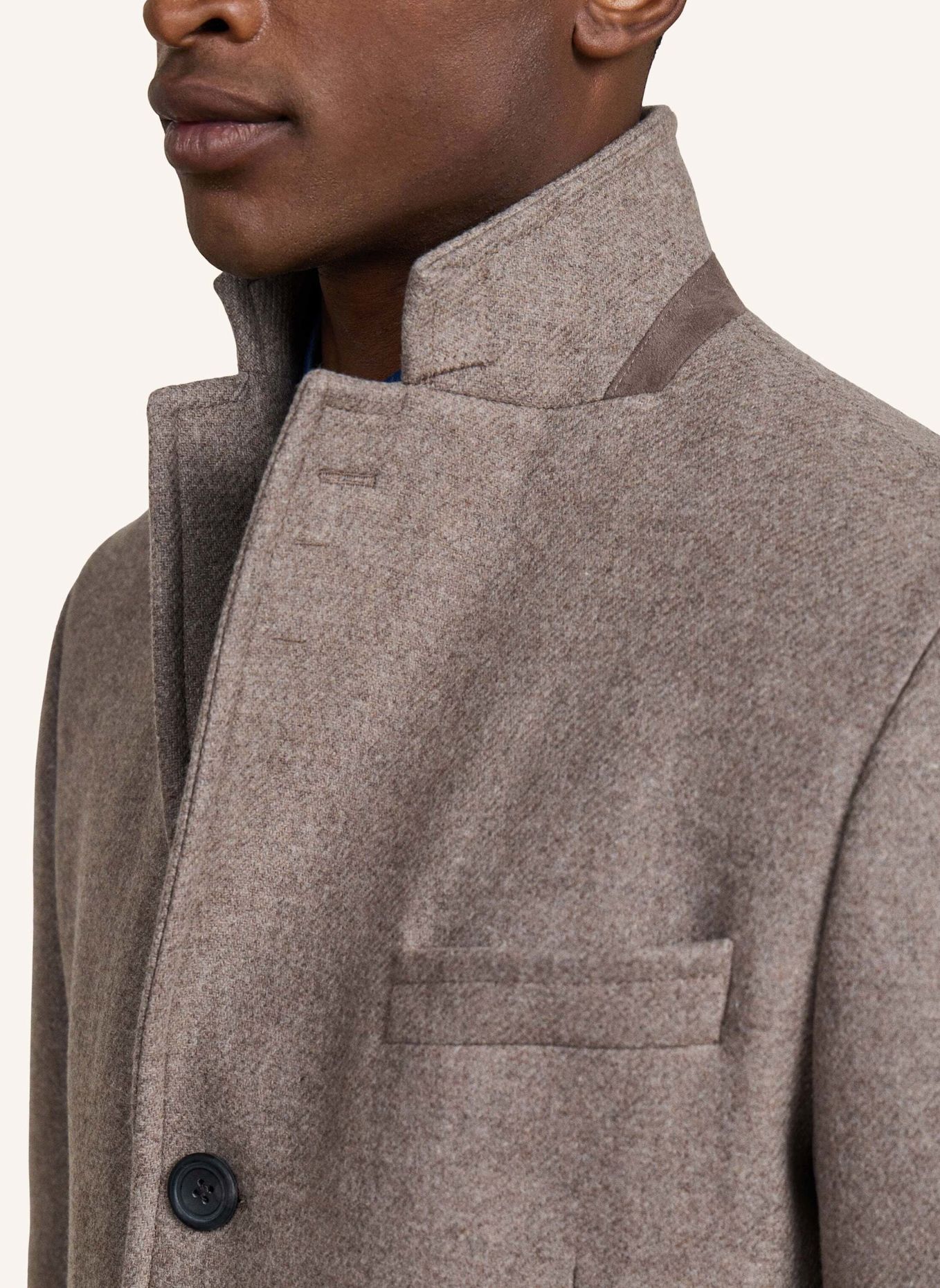 HACKETT LONDON Stehkragenmantel SR WL CASH W/BIB COAT: TAUPE / HELLBRAUN