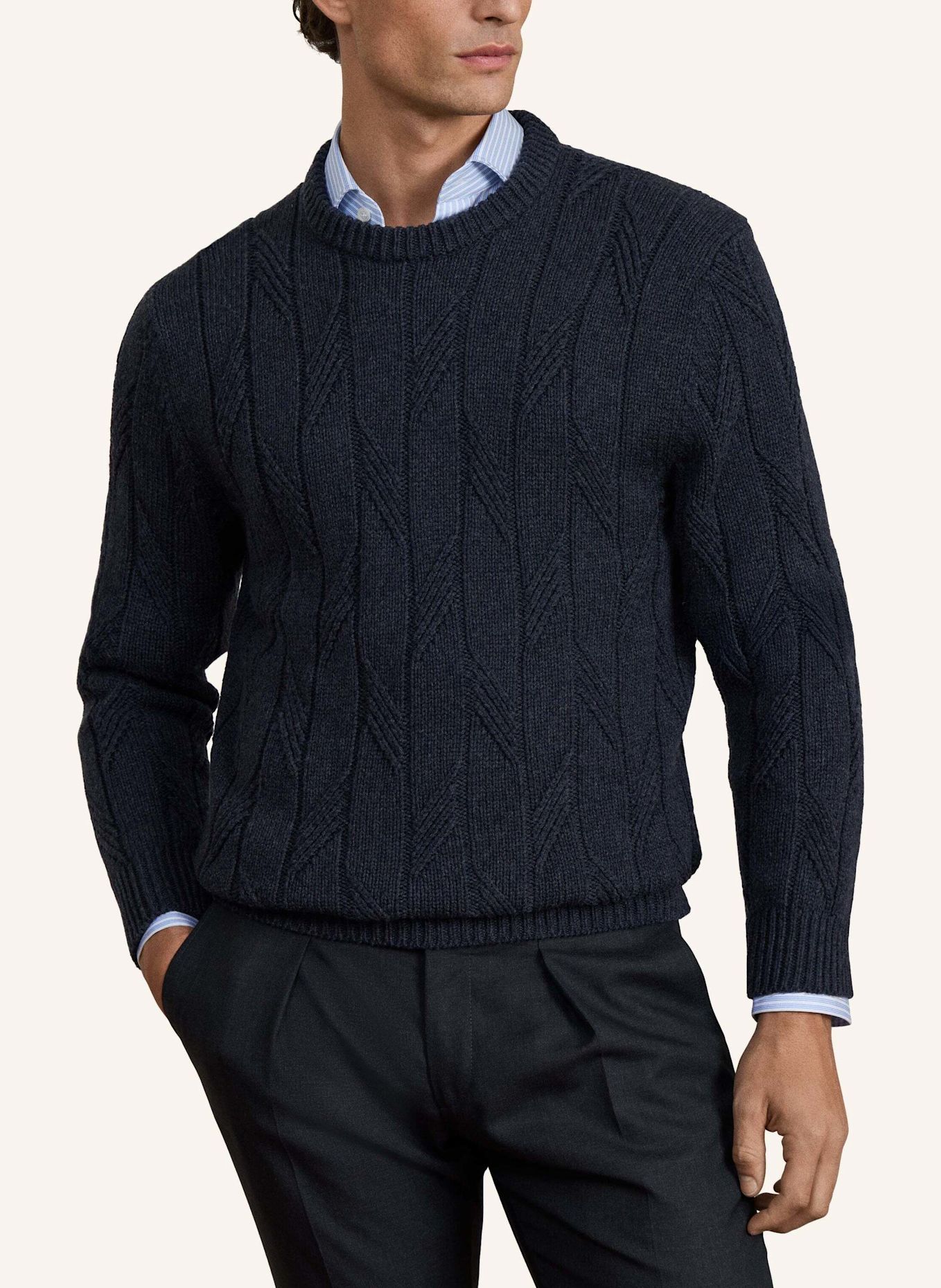 HACKETT LONDON Pullover SR STITCH CREW: DUNKELBLAU