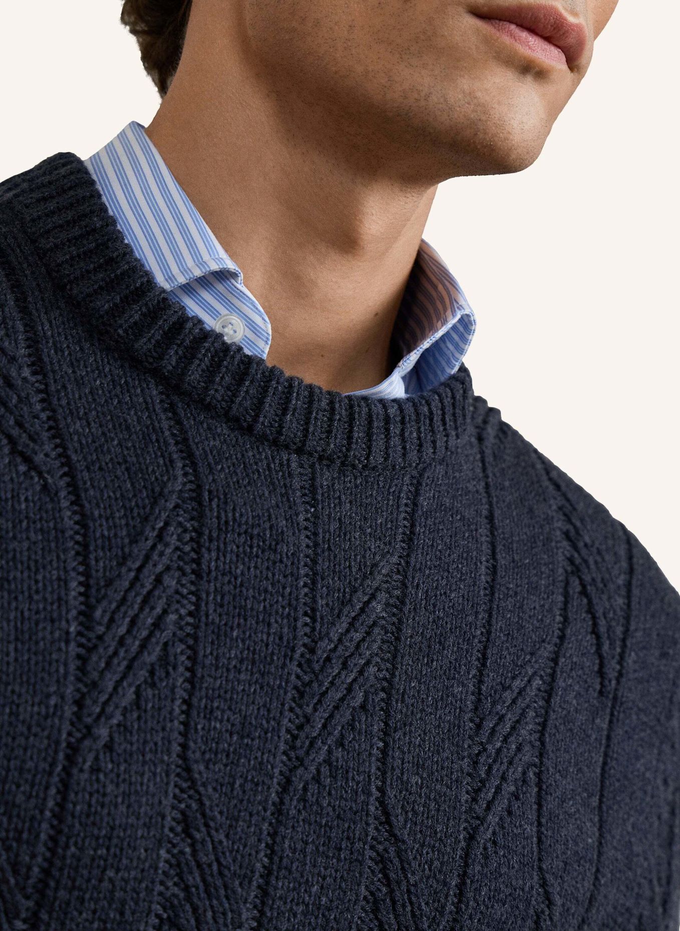 HACKETT LONDON Pullover SR STITCH CREW: DUNKELBLAU