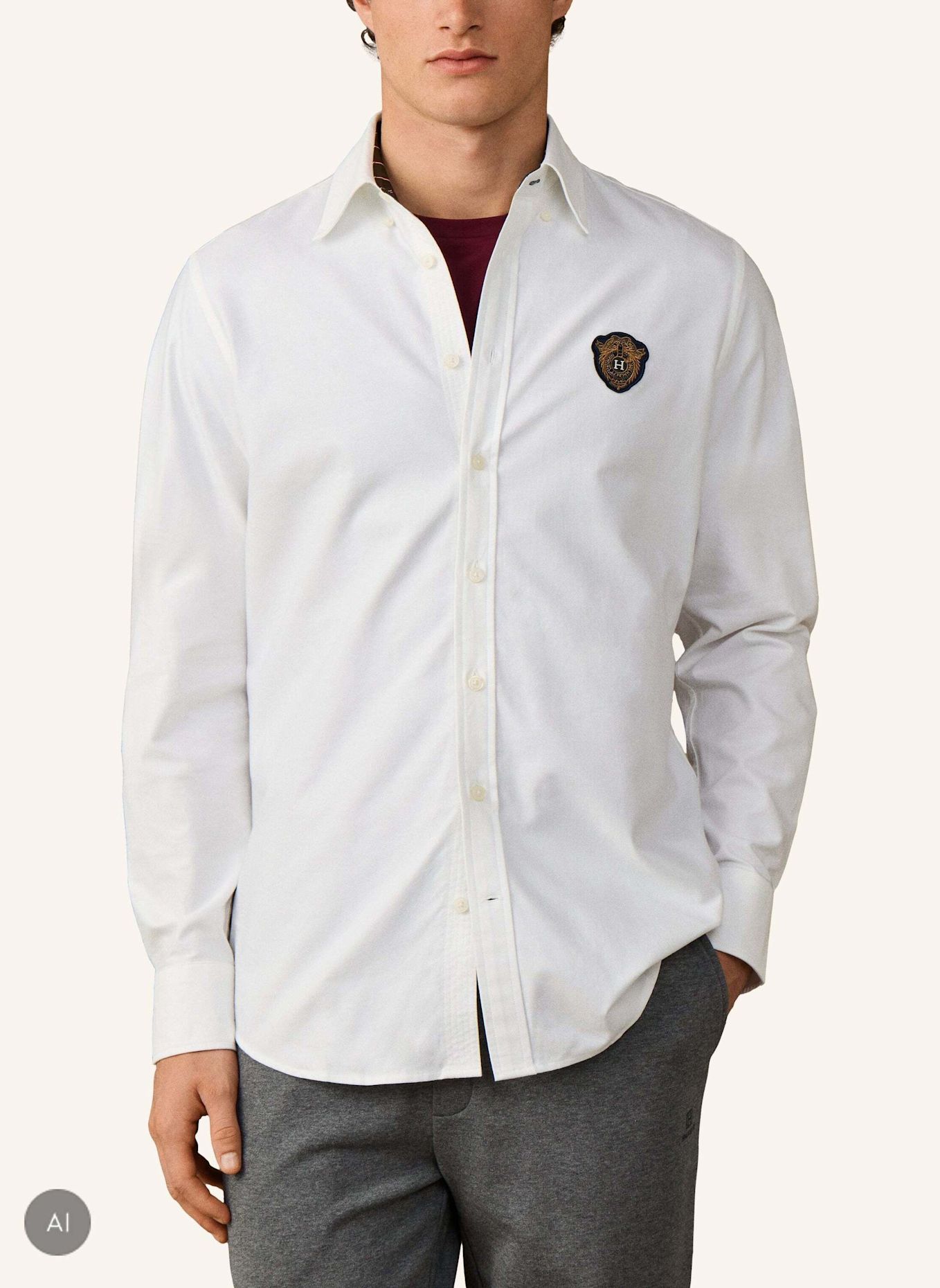 HACKETT LONDON Freizeithemd HERITAGE COUNTRY CREST: WEISS