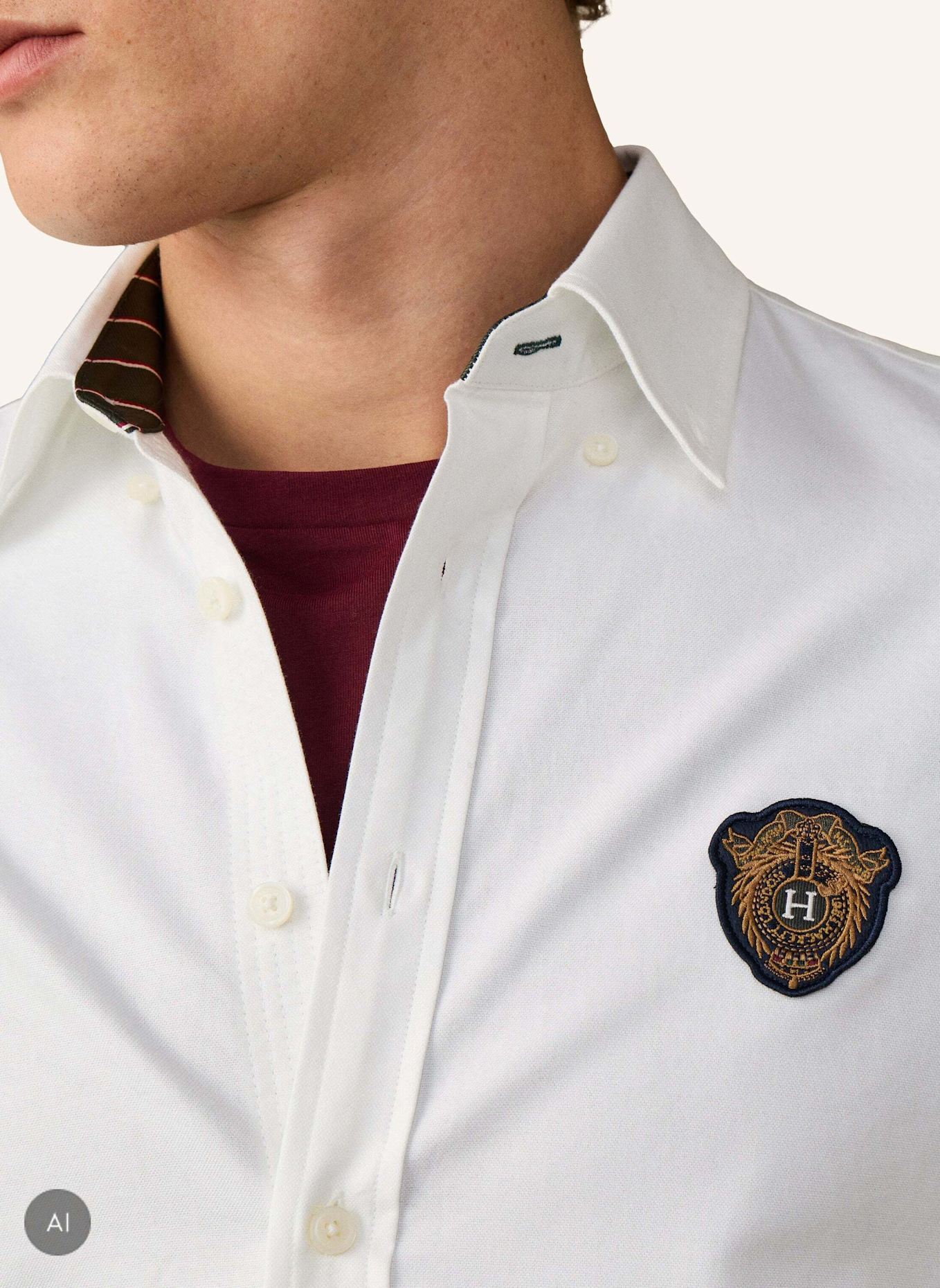 HACKETT LONDON Freizeithemd HERITAGE COUNTRY CREST: WEISS