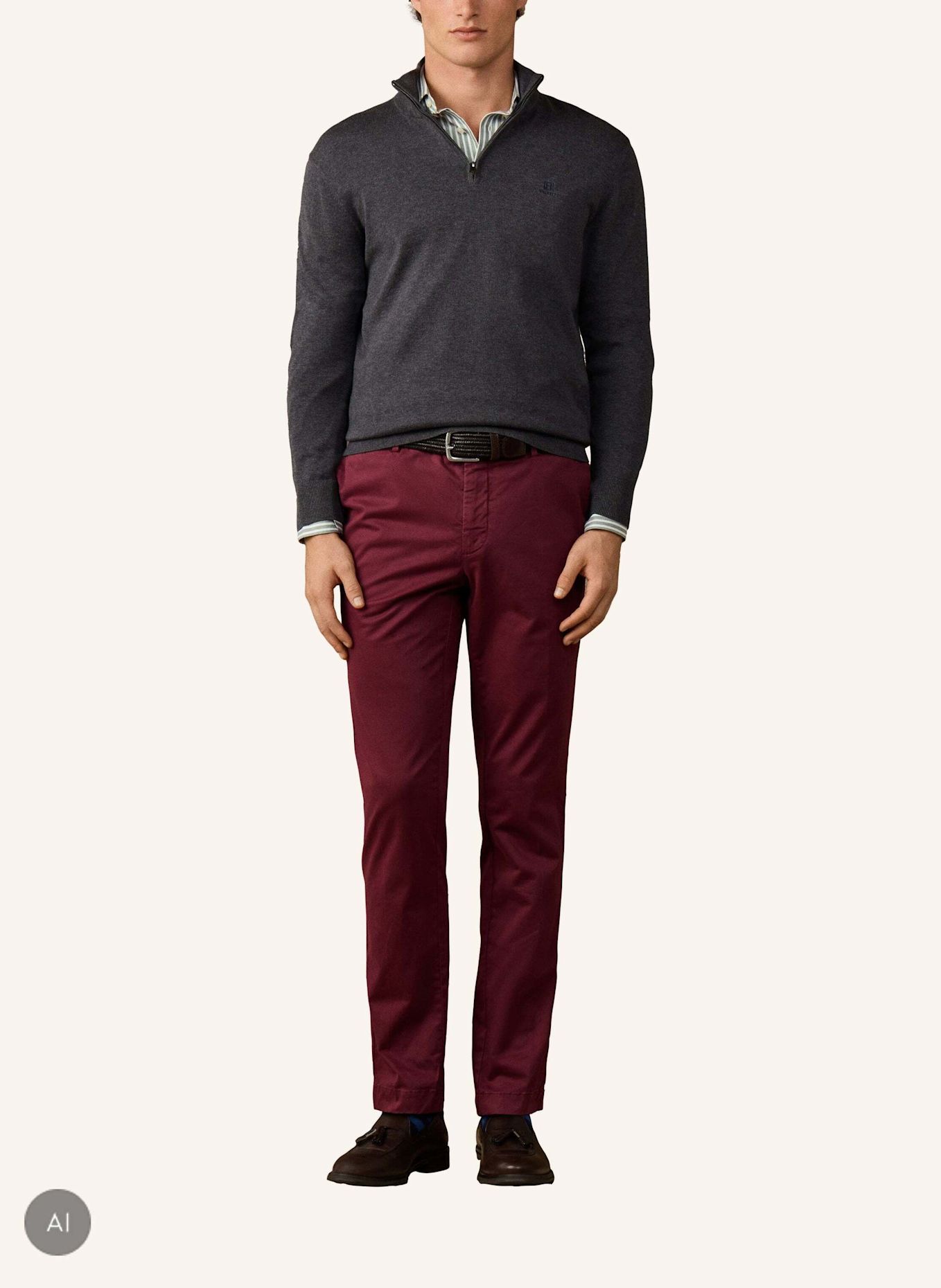 HACKETT LONDON Pullover HRTG COTTON H HZIP: DUNKELGRAU
