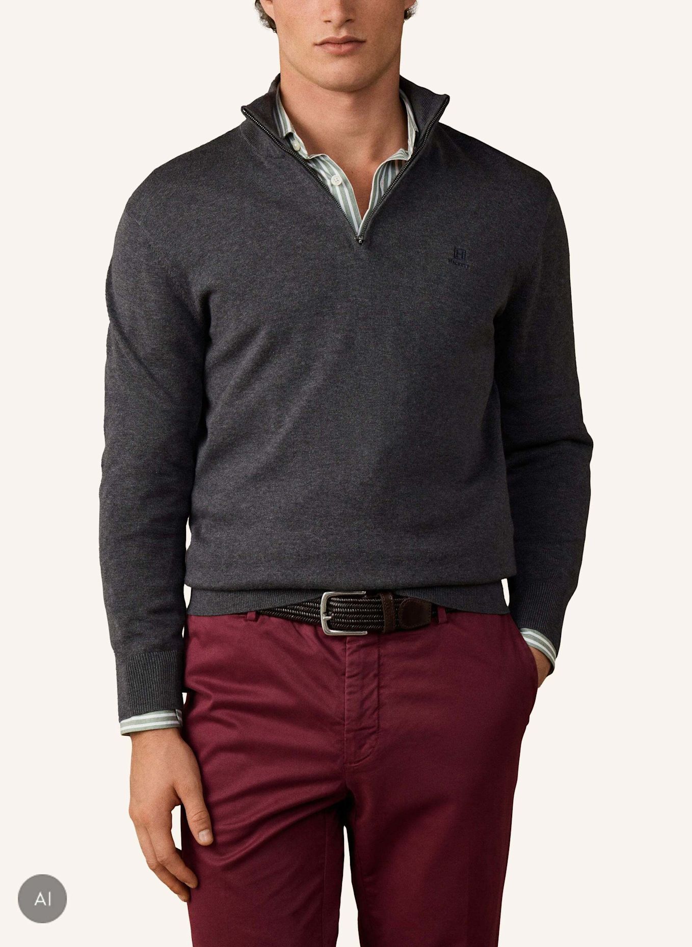 HACKETT LONDON Pullover HRTG COTTON H HZIP: DUNKELGRAU