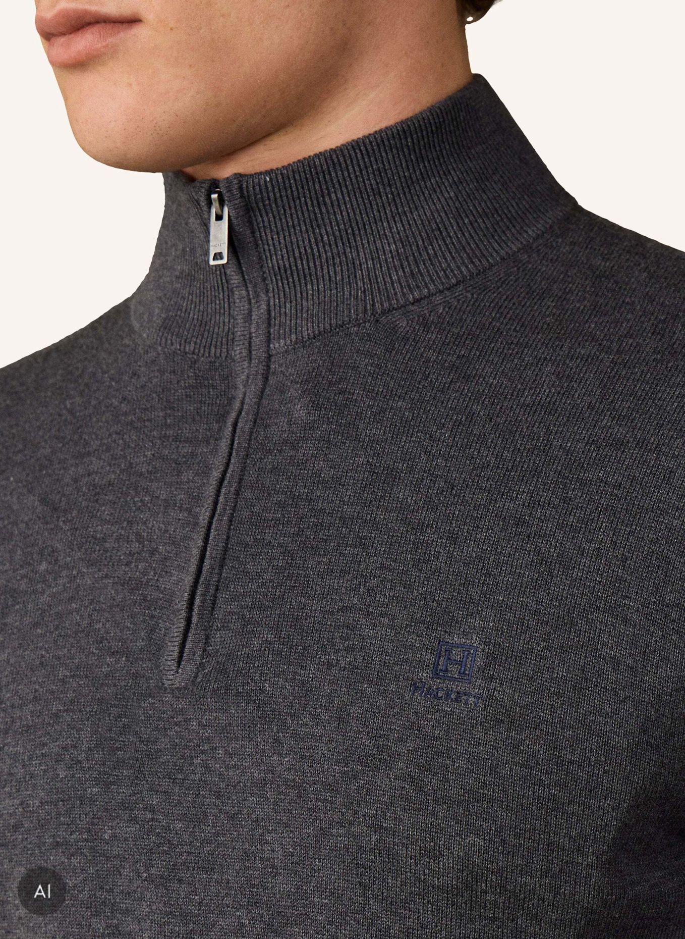 HACKETT LONDON Pullover HRTG COTTON H HZIP: DUNKELGRAU