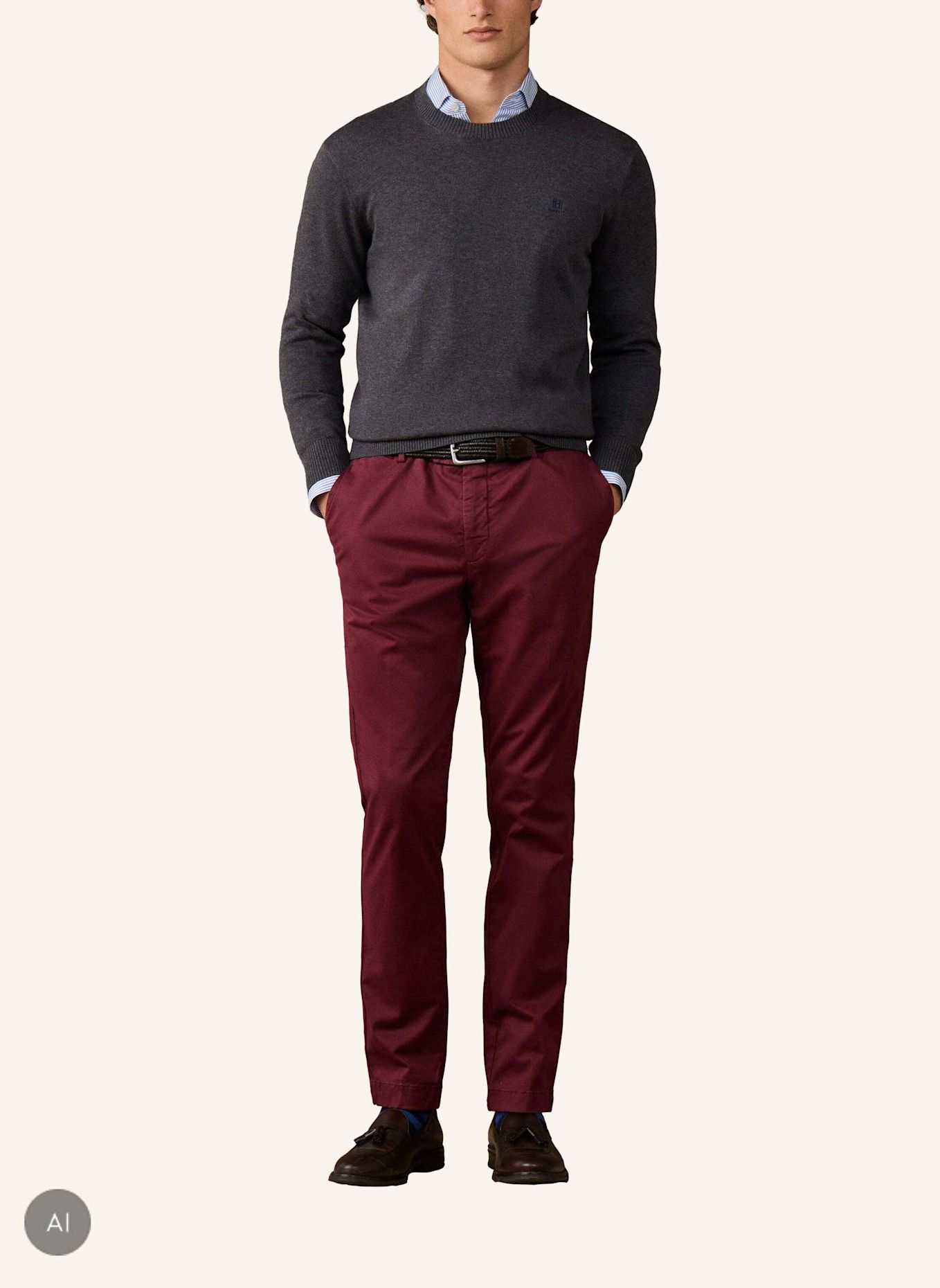HACKETT LONDON Pullover HRTG COTTON H CREW: DUNKELGRAU