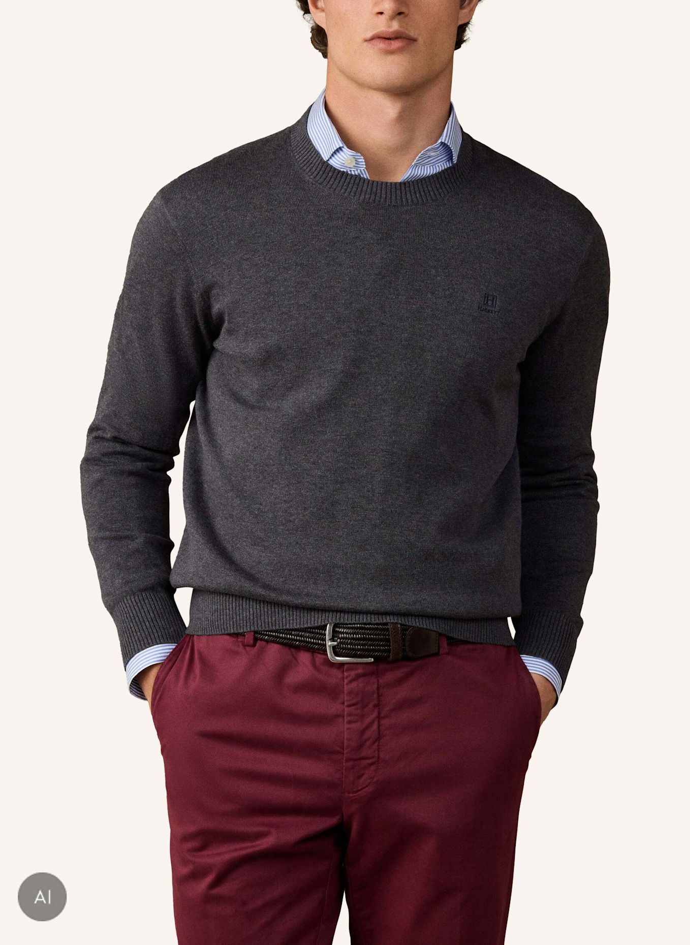 HACKETT LONDON Pullover HRTG COTTON H CREW: DUNKELGRAU