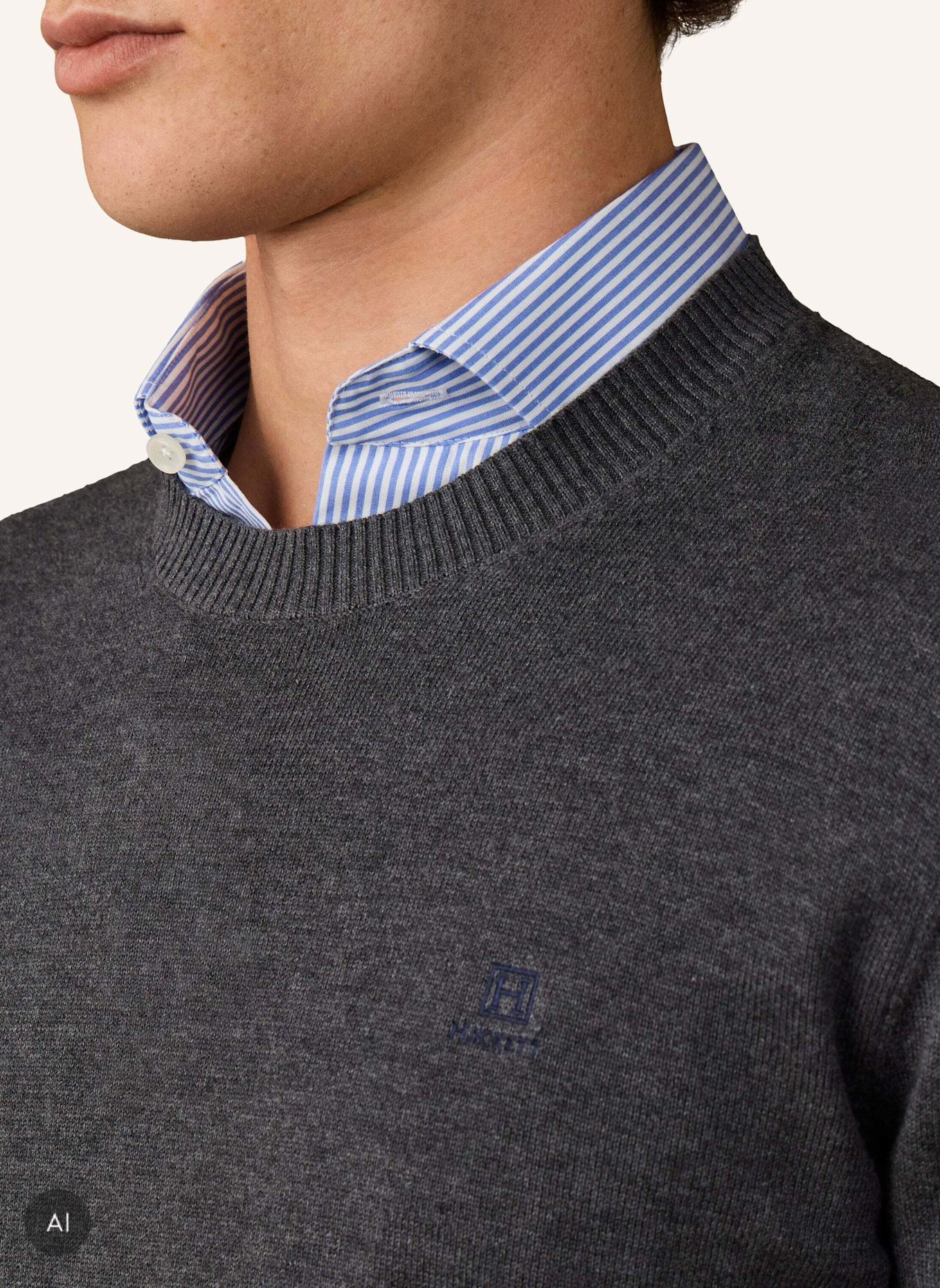 HACKETT LONDON Pullover HRTG COTTON H CREW: DUNKELGRAU