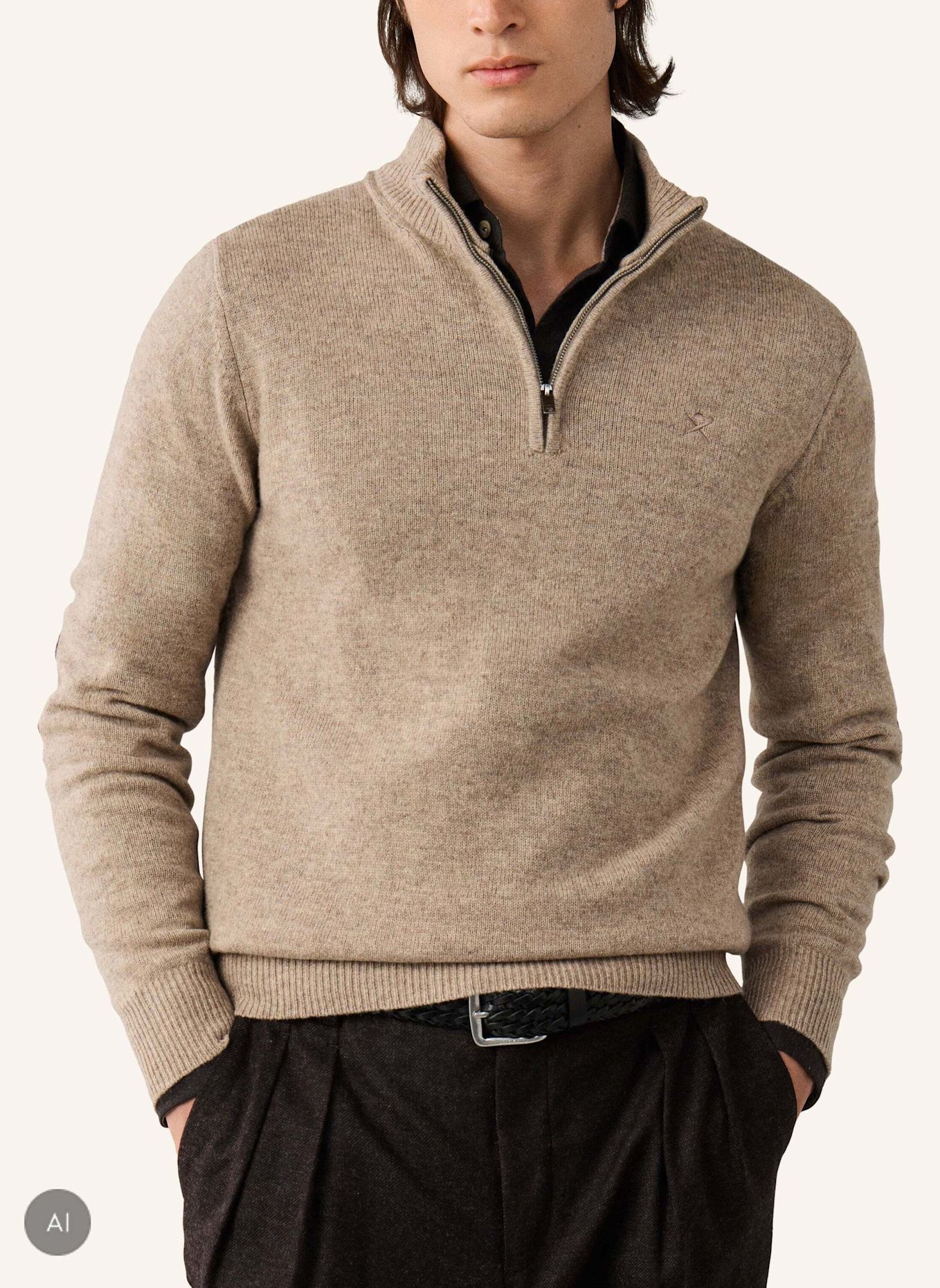 HACKETT LONDON Pullover LAMBSWOOL HZIP: WEISS