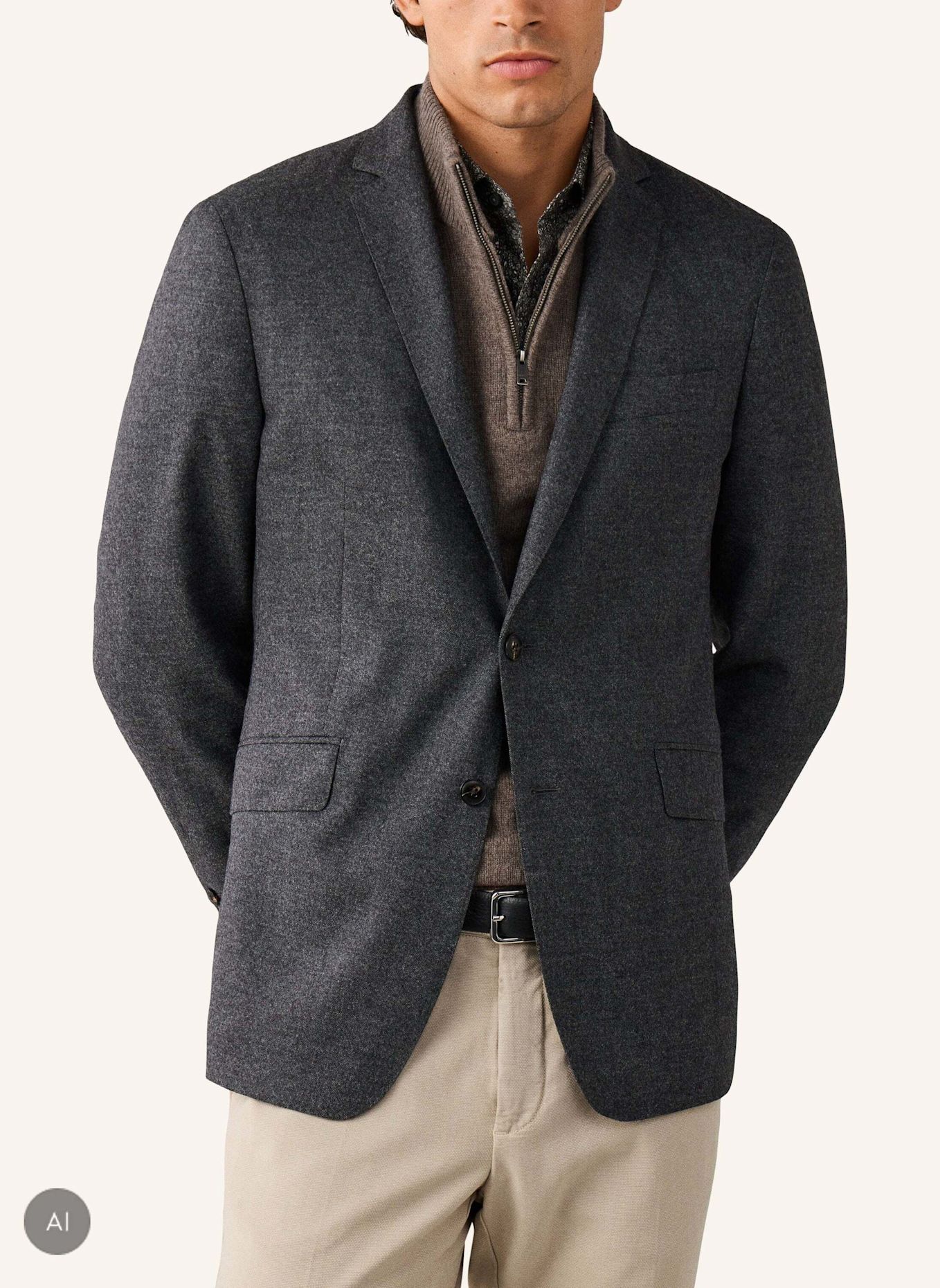 HACKETT LONDON Sakko PERFORMANCE FLANNEL: DUNKELGRAU