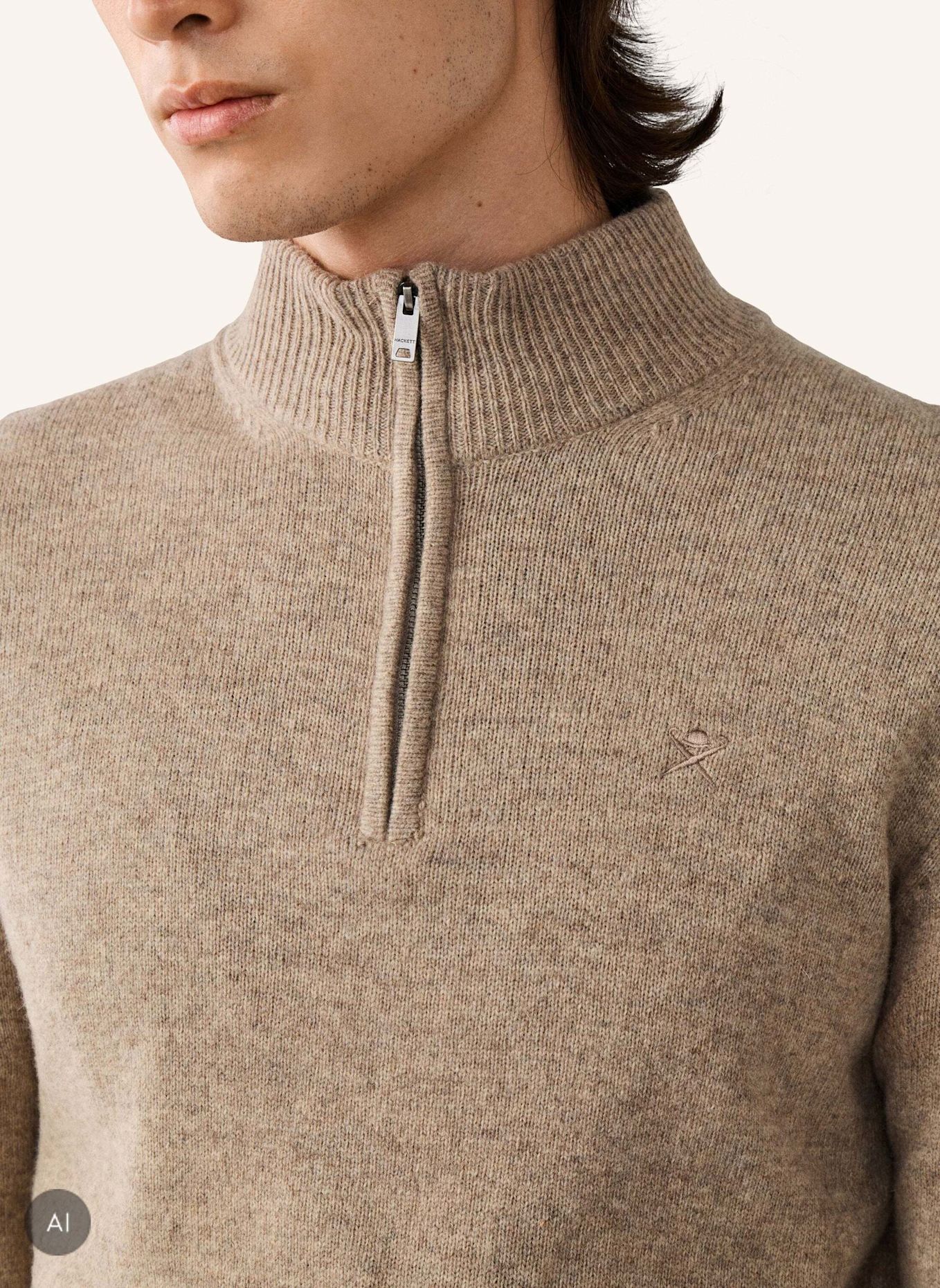 HACKETT LONDON Pullover LAMBSWOOL HZIP: WEISS