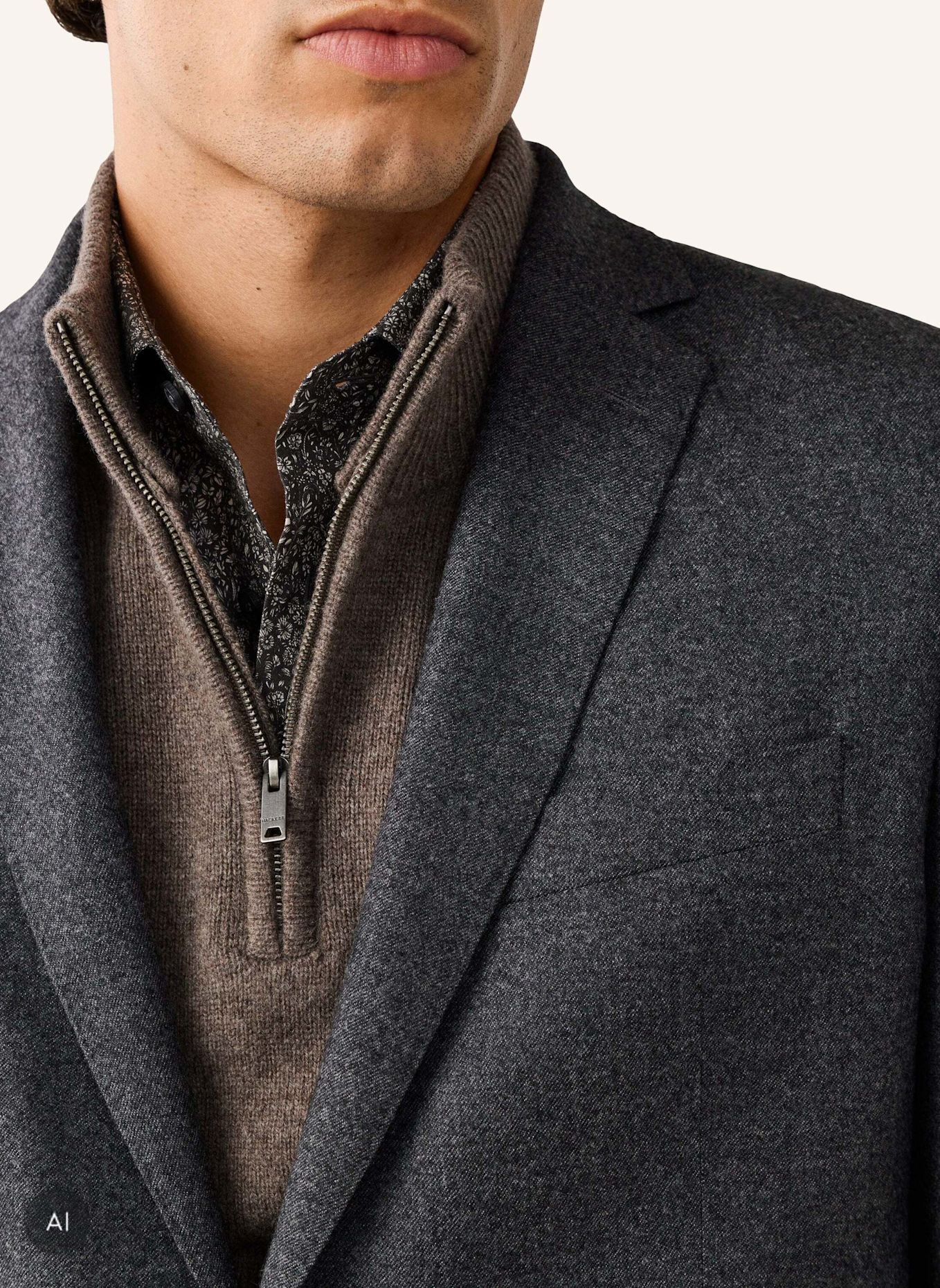 HACKETT LONDON Sakko PERFORMANCE FLANNEL: DUNKELGRAU