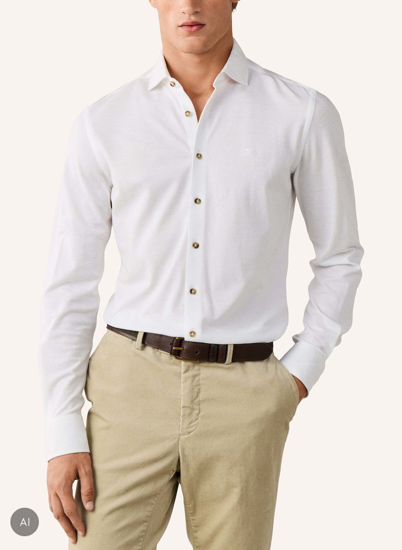 HACKETT LONDON Freizeithemd MELANGE JERSEY PIQUE: WEISS